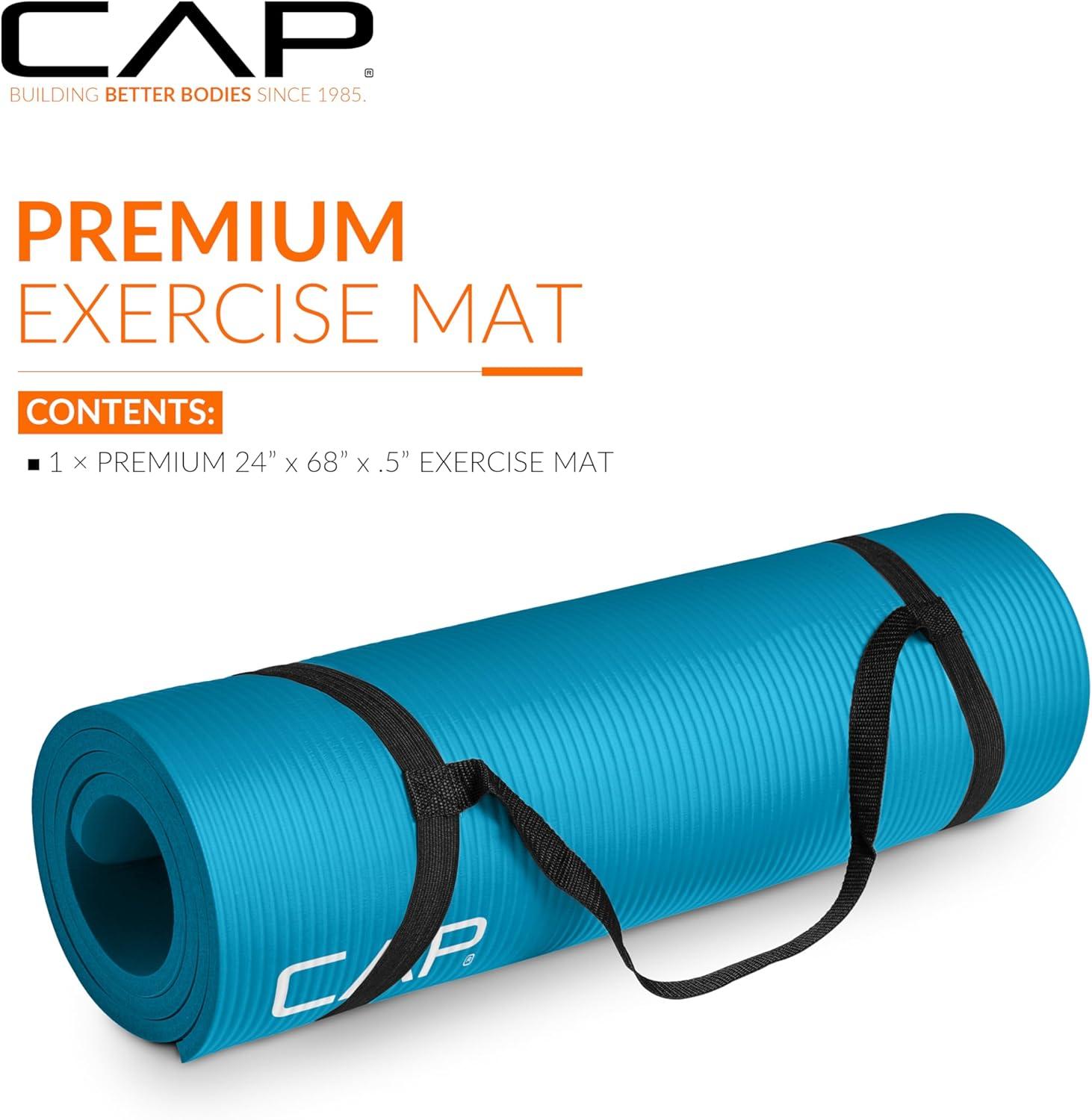 imageCAP Barbell 12Inch High Density Exercise Yoga Mat with Strap  Multiple OptionsTeal