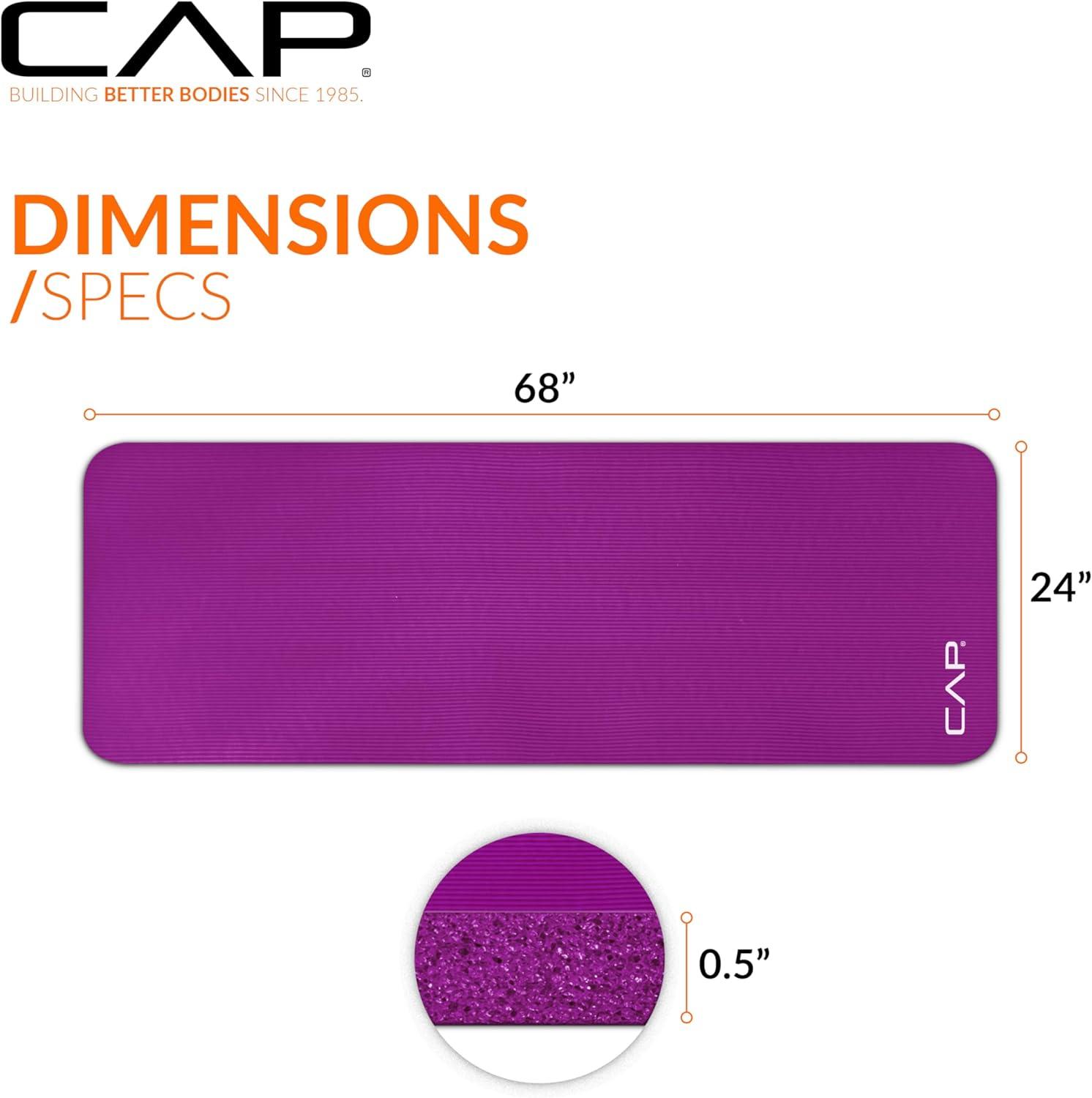 imageCAP Barbell 12Inch High Density Exercise Yoga Mat with Strap  Multiple OptionsWine