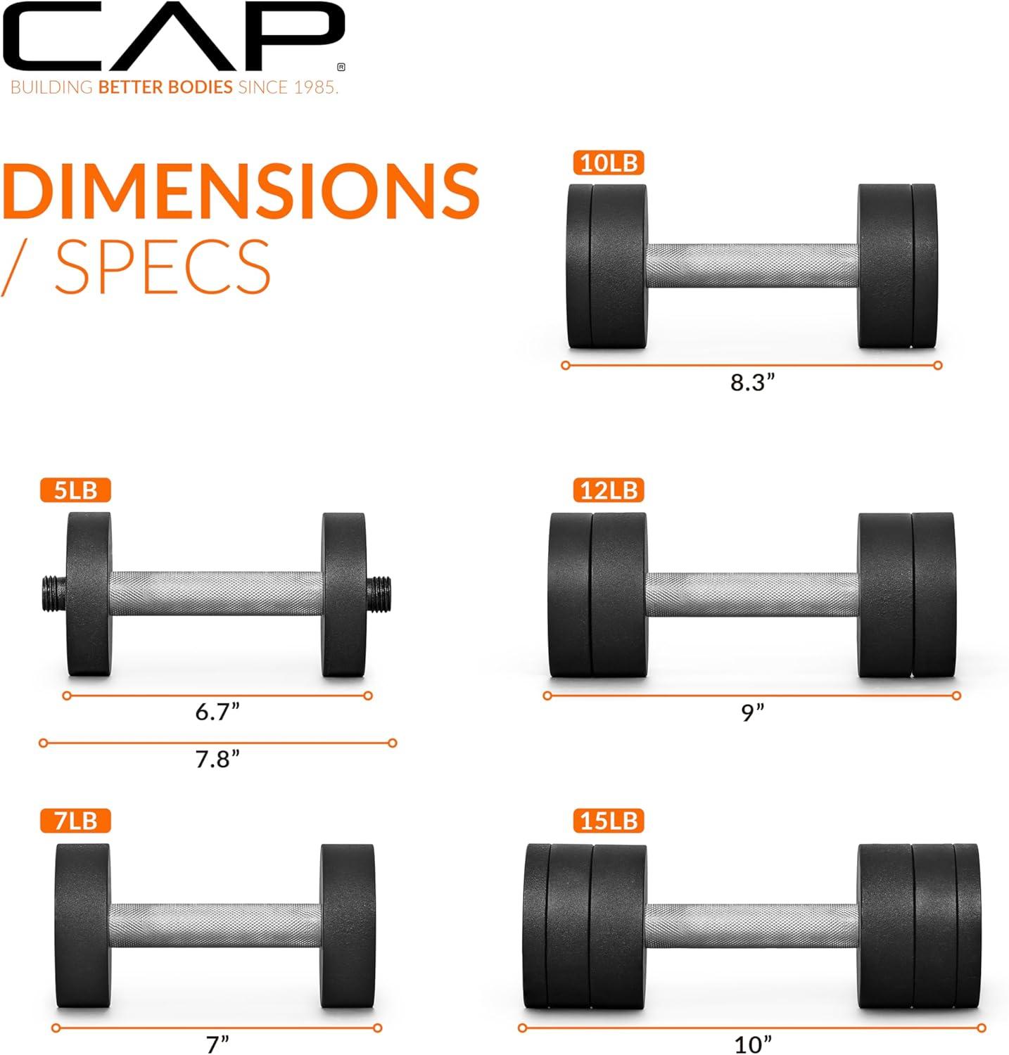 imageCAP Barbell 15 lb Adjustable Dumbbell  Compact Cast Iron Weight  Multiple OptionsPair
