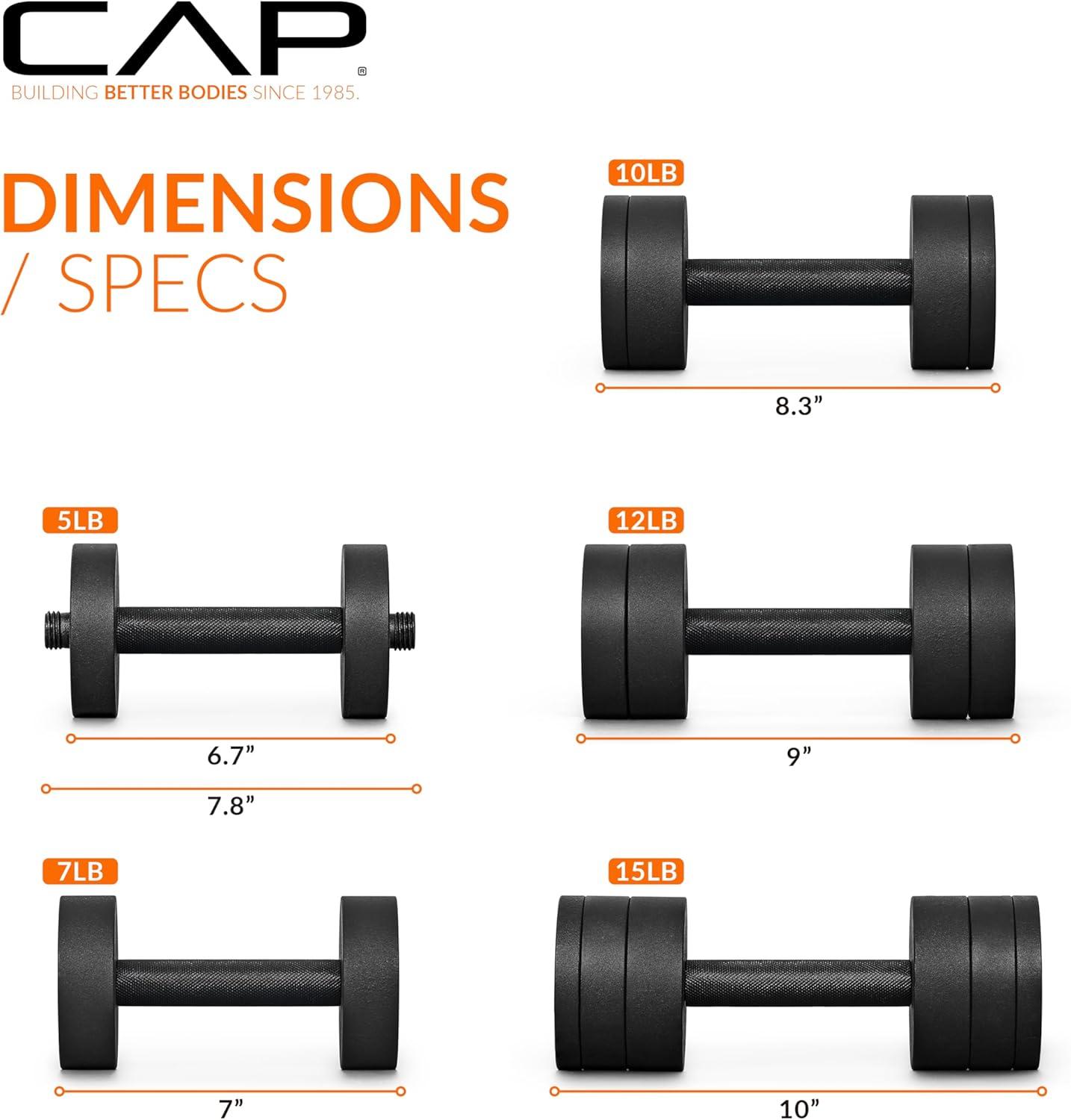imageCAP Barbell 15 lb Adjustable Dumbbell  Compact Cast Iron Weight  Multiple OptionsPair