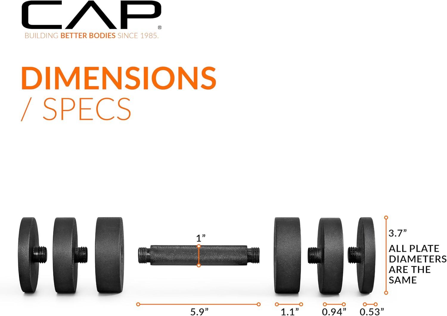 imageCAP Barbell 15 lb Adjustable Dumbbell  Compact Cast Iron Weight  Multiple OptionsSingle