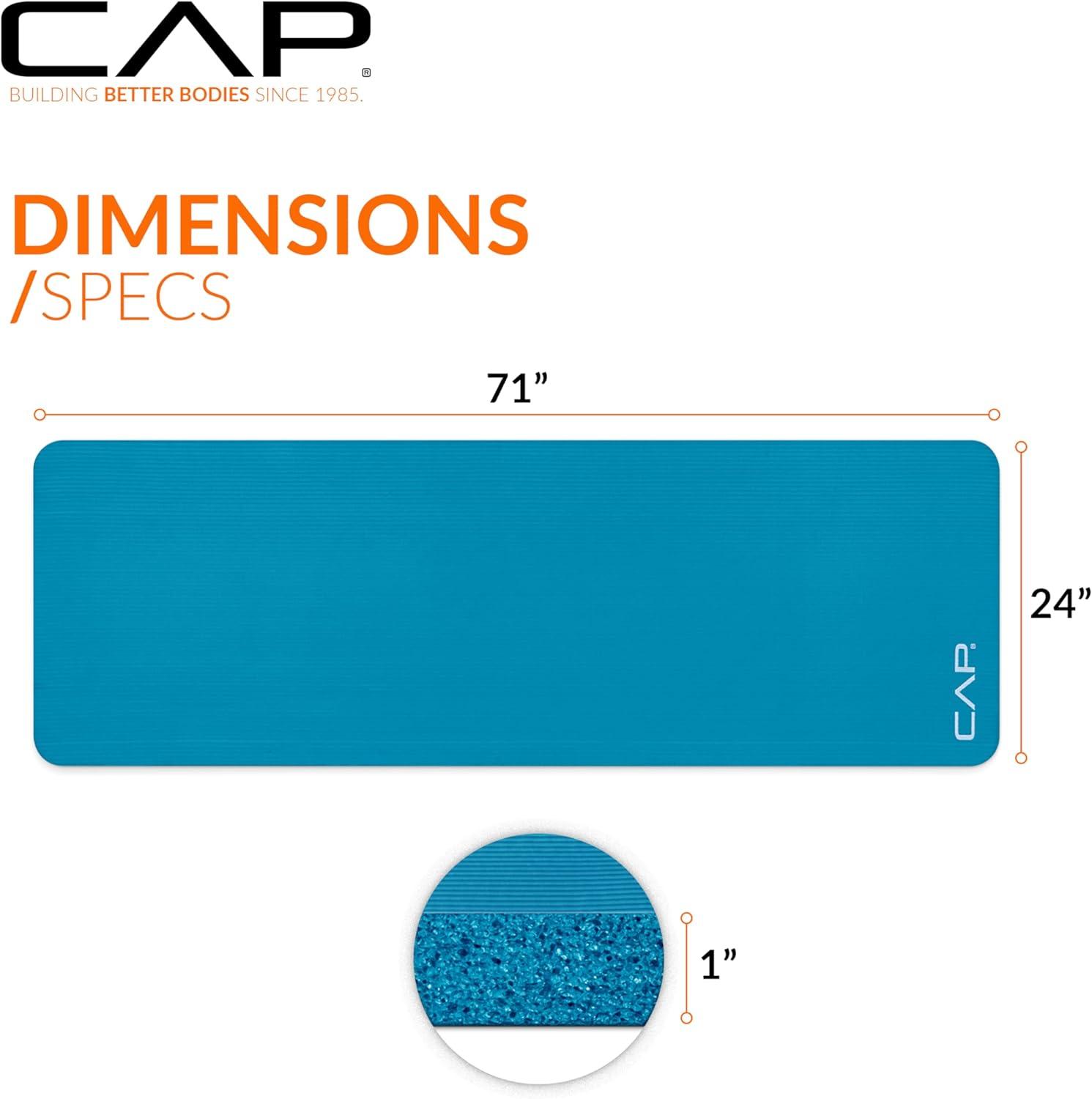 imageCAP Barbell 1Inch High Density Exercise Yoga Mat with Strap  Multiple ColorsTeal