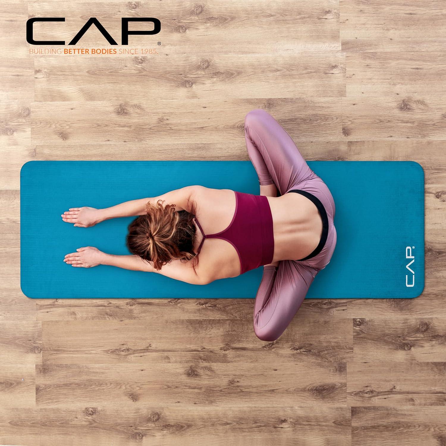 imageCAP Barbell 1Inch High Density Exercise Yoga Mat with Strap  Multiple ColorsTeal