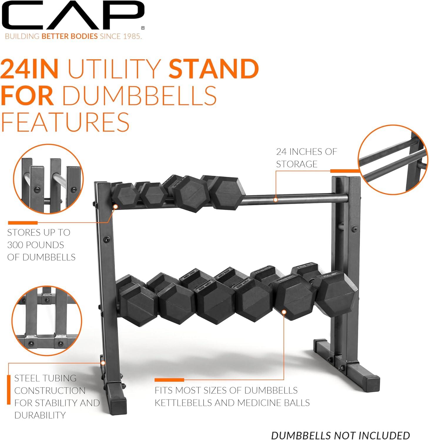 imageCAP Barbell 24quot Utility Rack for Dumbbells Medicine Balls and Kettlebells