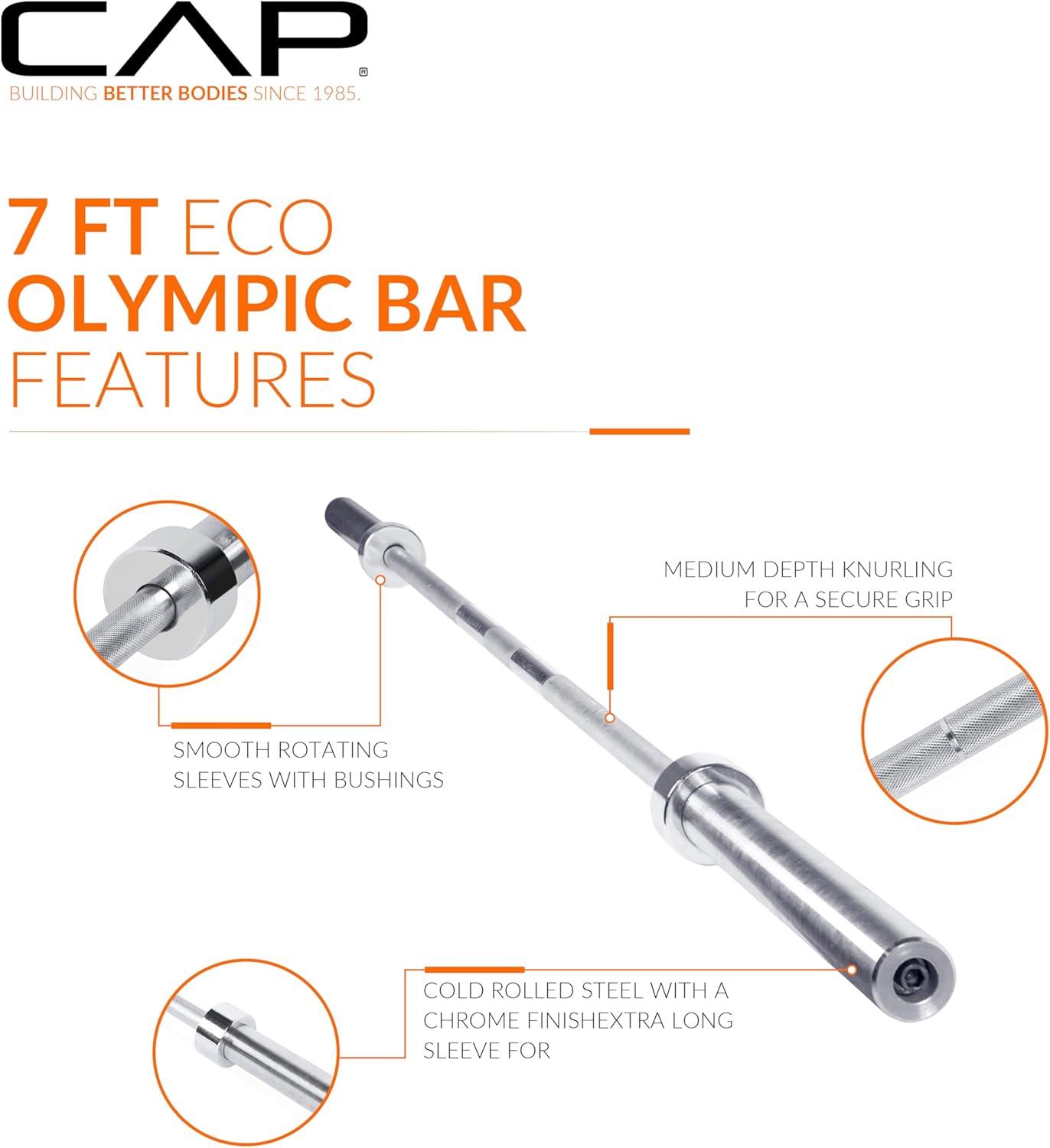 imageCAP Barbell 2Inch Olympic 7 ft Barbell Bars  Multiple OptionsChrome
