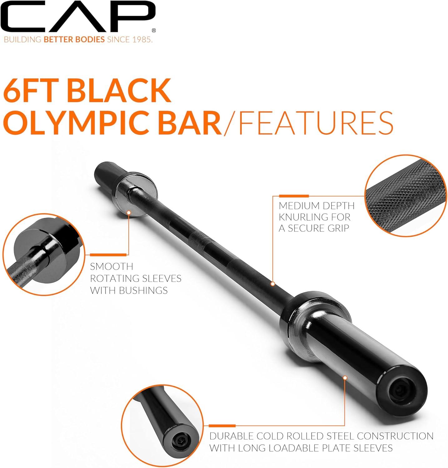 imageCAP Barbell 2Inch Olympic Barbell Bars  5 ft 6 ft ampamp 7 ft  Multiple OptionsClassic