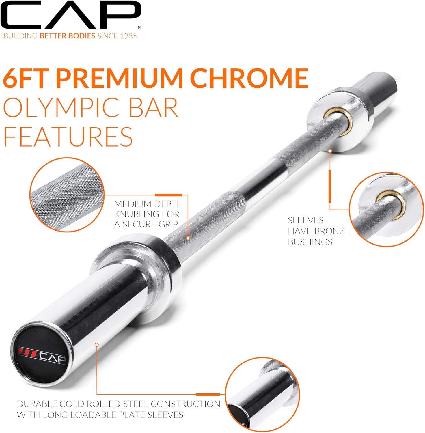 imageCAP Barbell 2Inch Olympic Barbell Bars  5 ft 6 ft ampamp 7 ft  Multiple OptionsElite