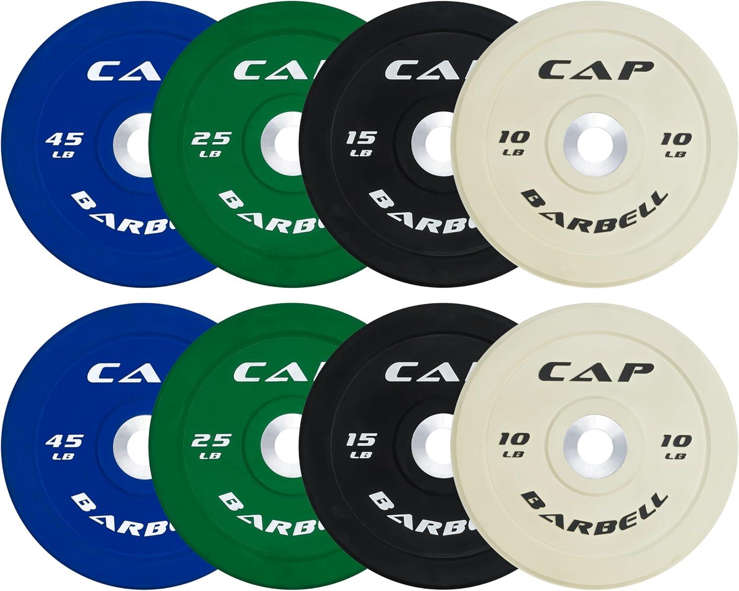 imageCAP Barbell 2Inch Olympic Bumper Plate Weight Set  100370 lbs  Multiple OptionsCOMPETITION
