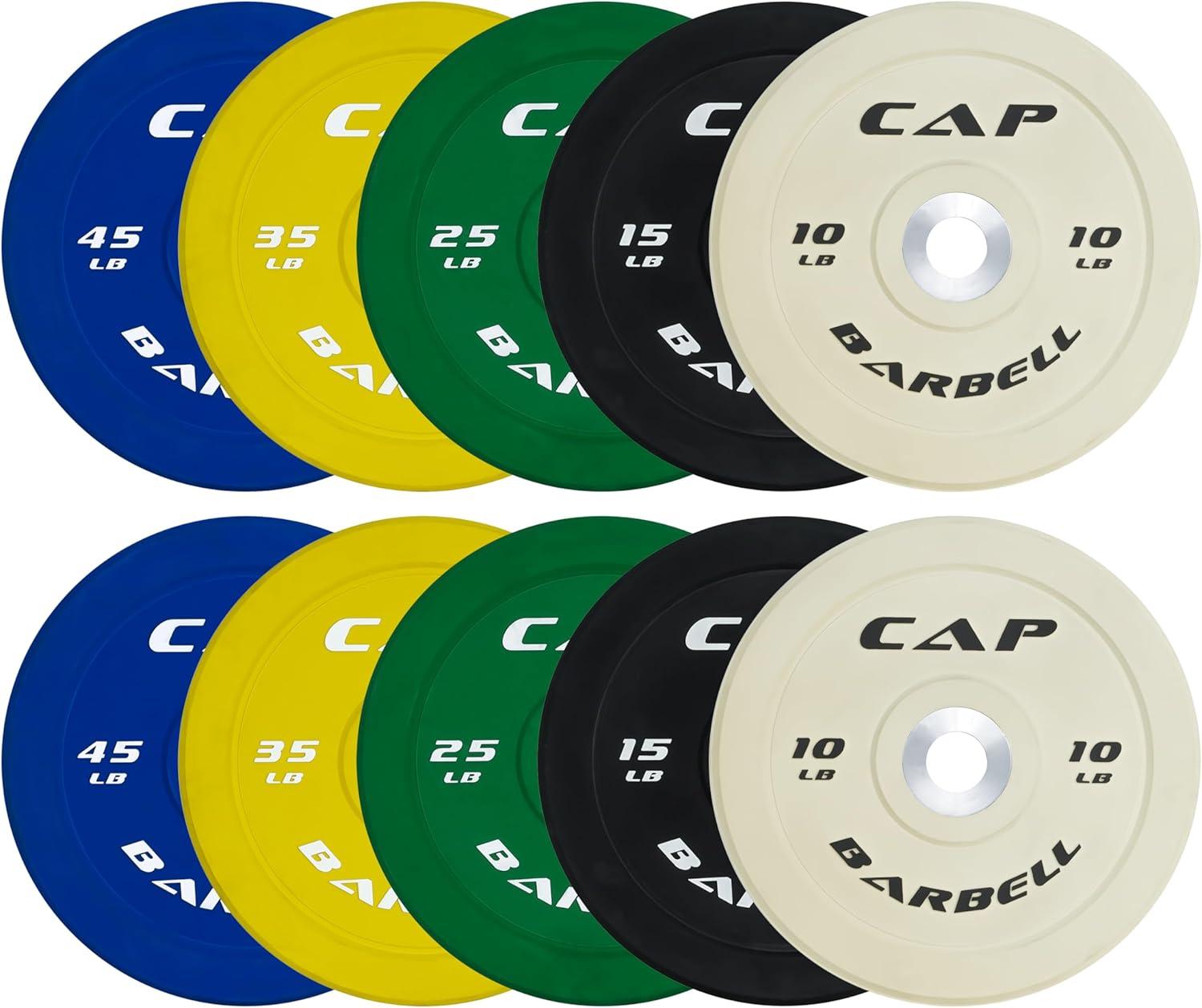 imageCAP Barbell 2Inch Olympic Bumper Plate Weight Set  100370 lbs  Multiple OptionsCOMPETITION