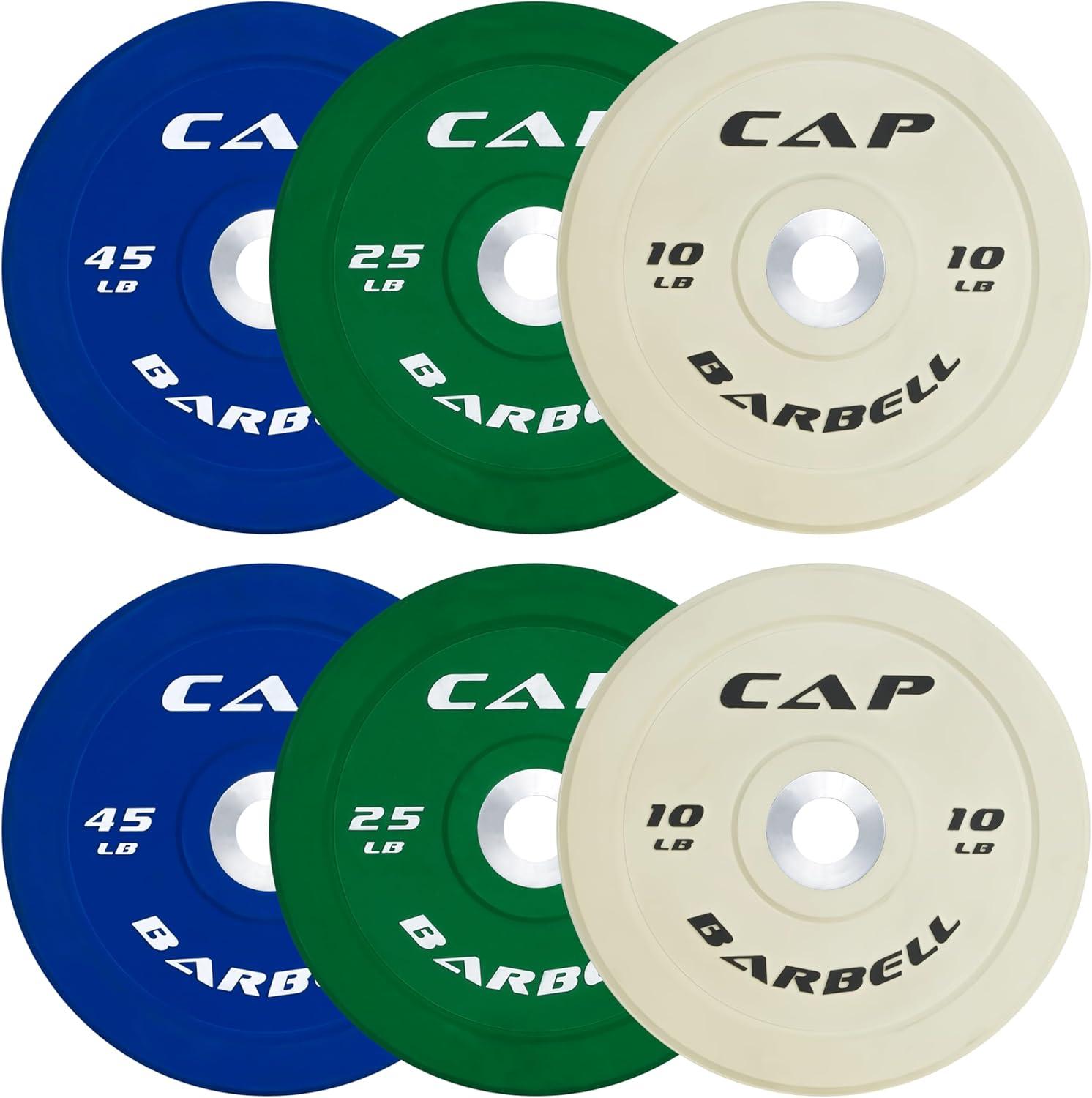 imageCAP Barbell 2Inch Olympic Bumper Plate Weight Set  100370 lbs  Multiple OptionsCOMPETITION