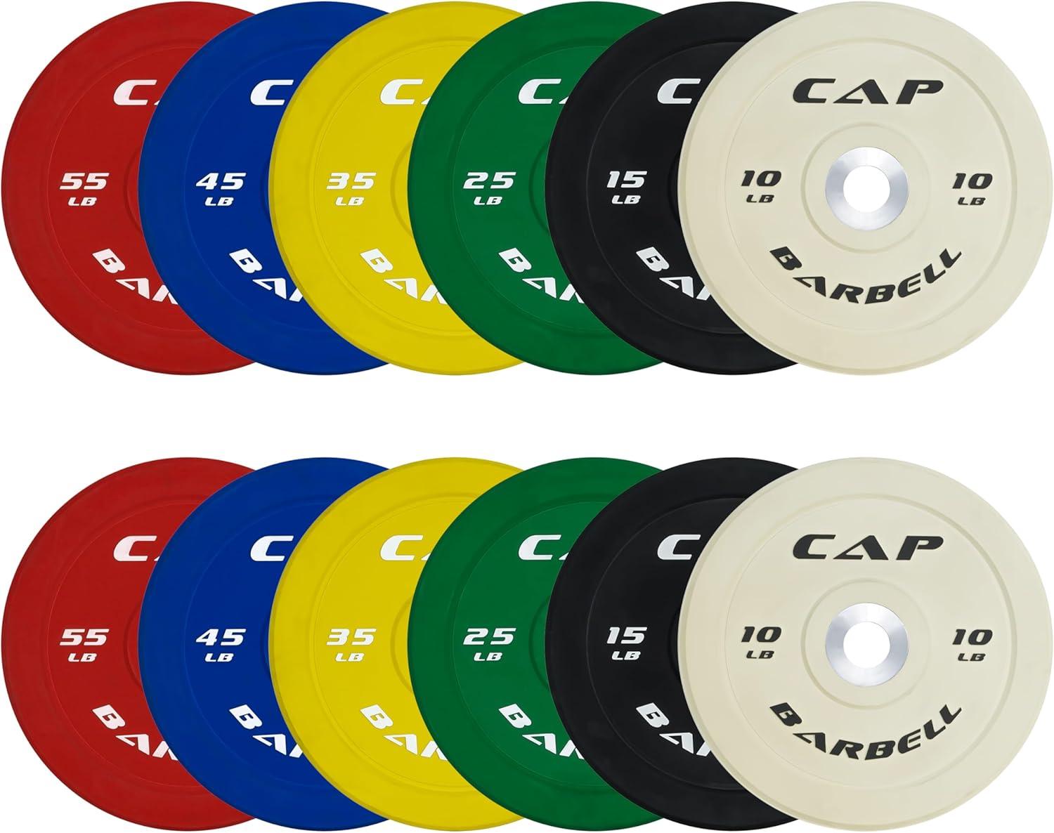 imageCAP Barbell 2Inch Olympic Bumper Plate Weight Set  100370 lbs  Multiple OptionsCOMPETITION