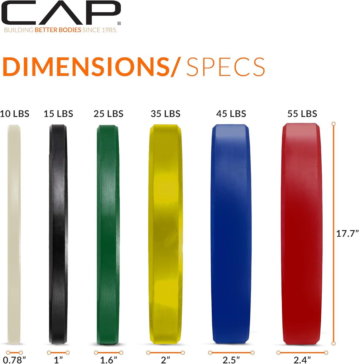 imageCAP Barbell 2Inch Olympic Bumper Plate Weight Set  100370 lbs  Multiple OptionsCOMPETITION