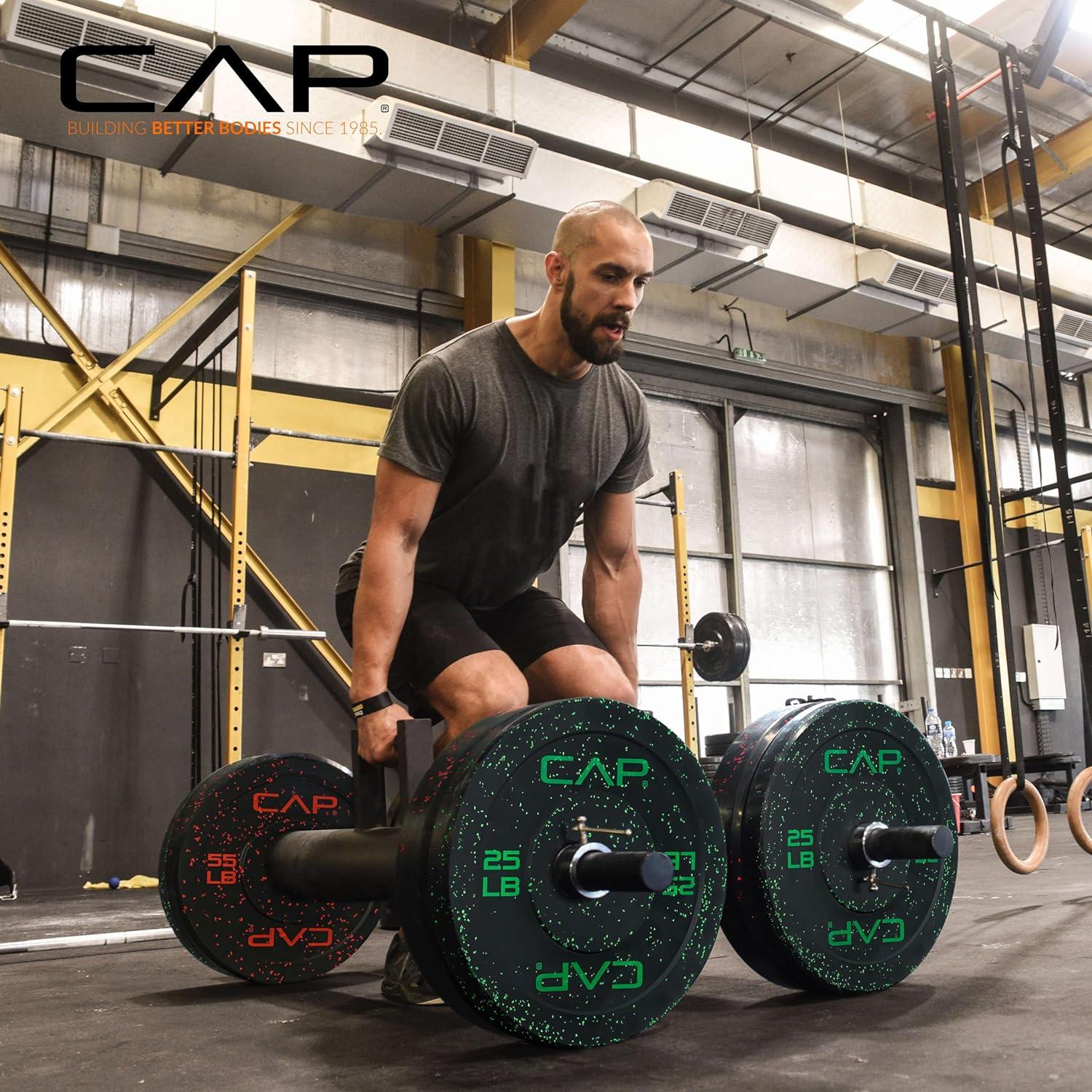 imageCAP Barbell 2Inch Olympic Bumper Plate Weight Set  100370 lbs  Multiple OptionsECONOMY  SPECKLED
