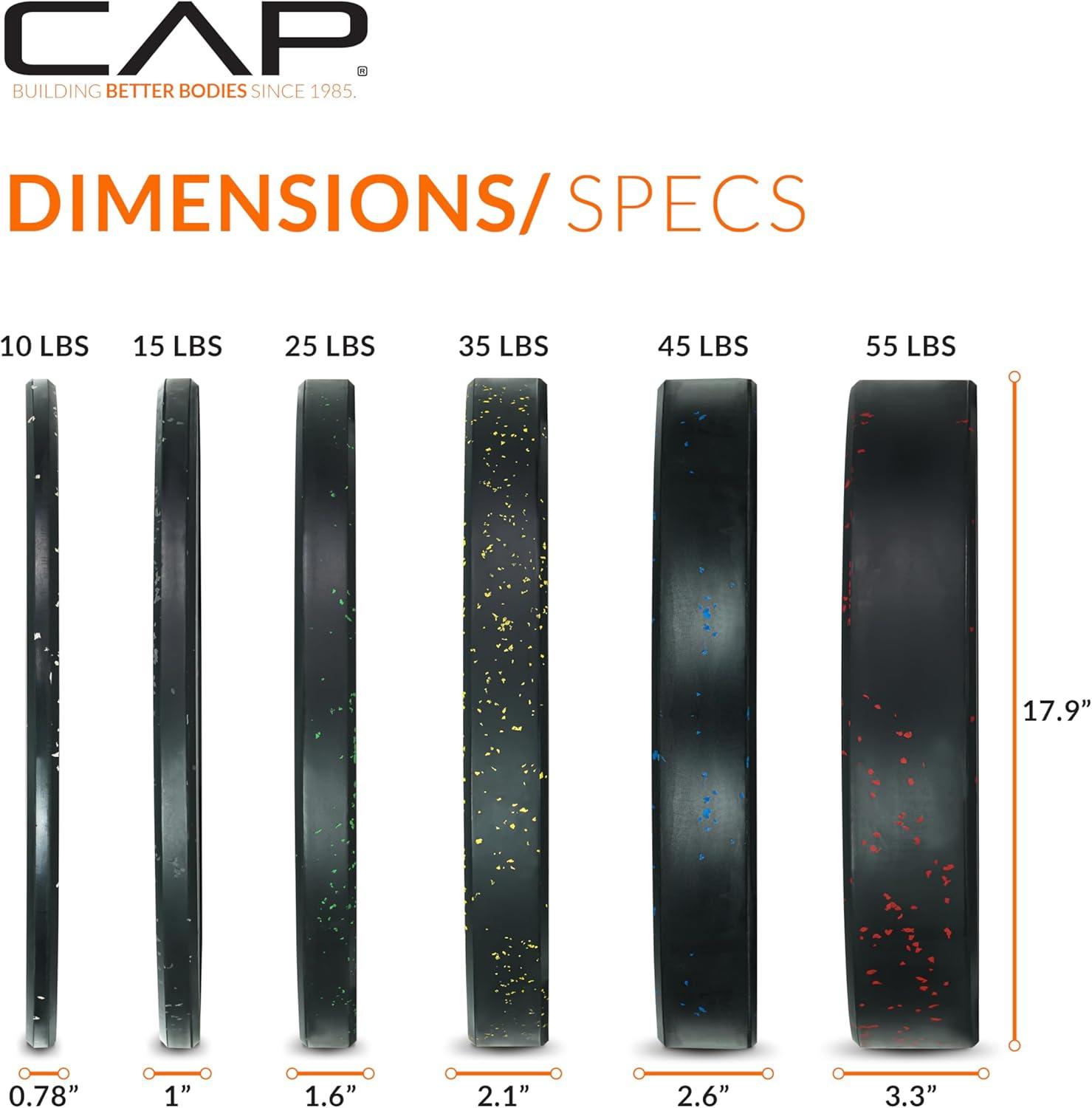 imageCAP Barbell 2Inch Olympic Bumper Plate Weight Set  100370 lbs  Multiple OptionsECONOMY  SPECKLED