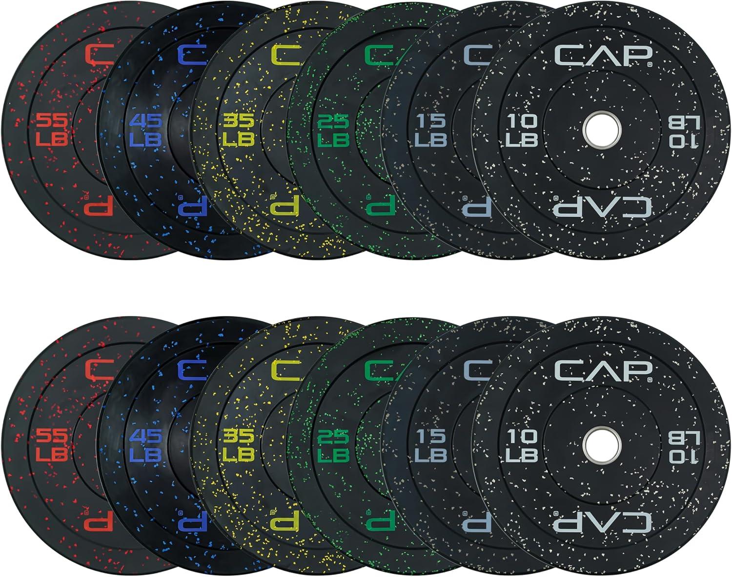 imageCAP Barbell 2Inch Olympic Bumper Plate Weight Set  100370 lbs  Multiple OptionsECONOMY  SPECKLED
