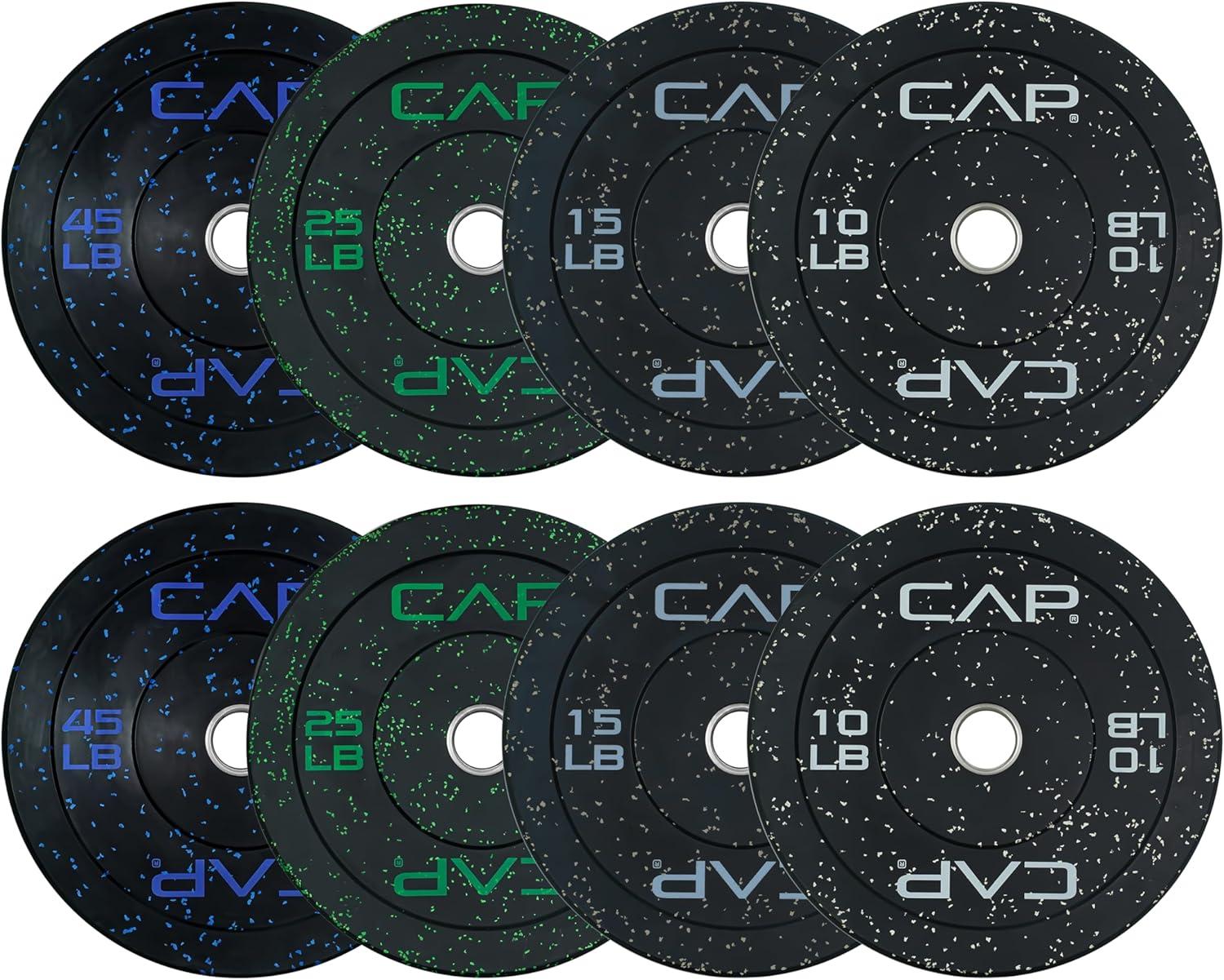 imageCAP Barbell 2Inch Olympic Bumper Plate Weight Set  100370 lbs  Multiple OptionsECONOMY  SPECKLED
