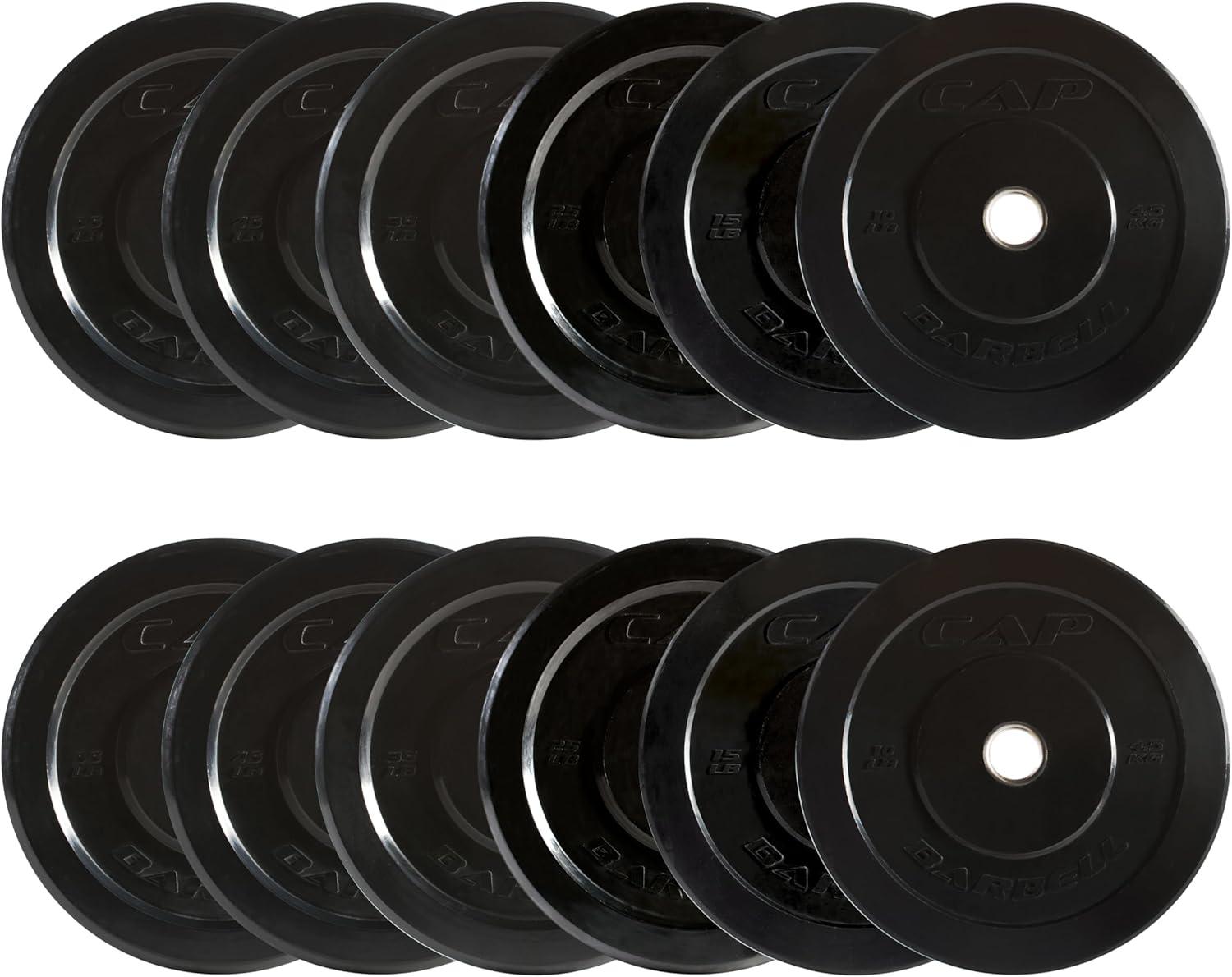 imageCAP Barbell 2Inch Olympic Bumper Plate Weight Set  100370 lbs  Multiple OptionsELITE