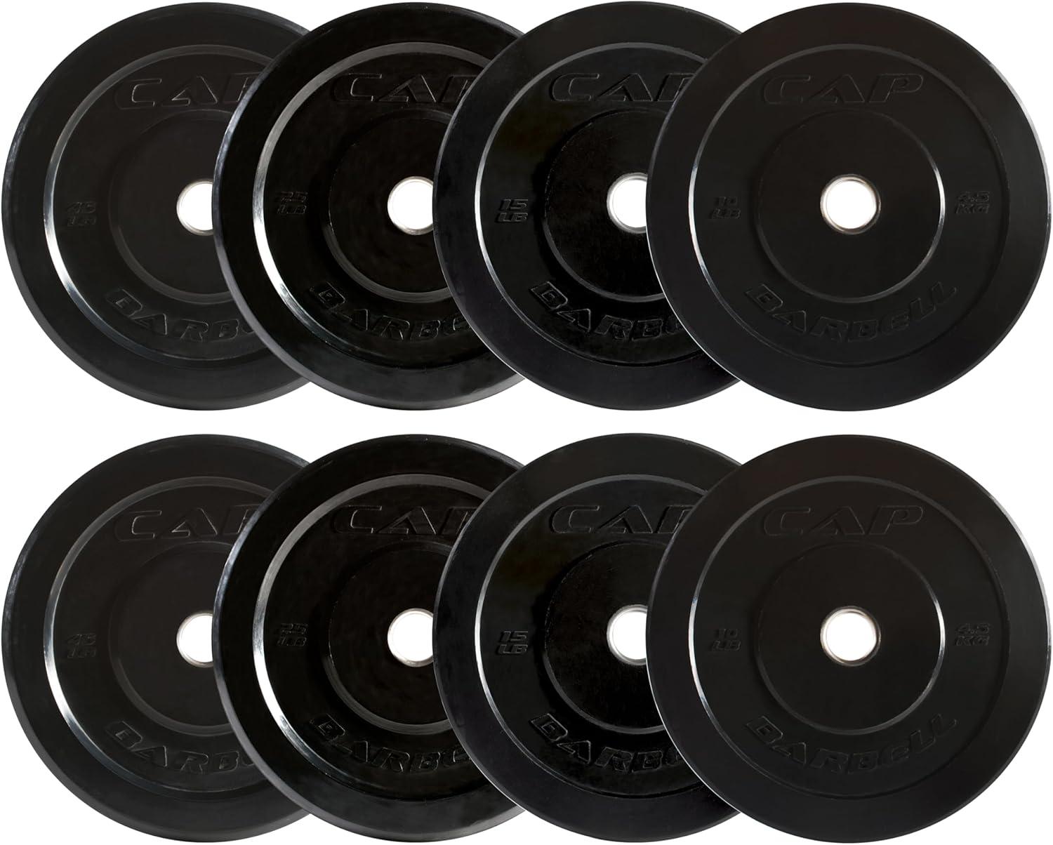 imageCAP Barbell 2Inch Olympic Bumper Plate Weight Set  100370 lbs  Multiple OptionsELITE