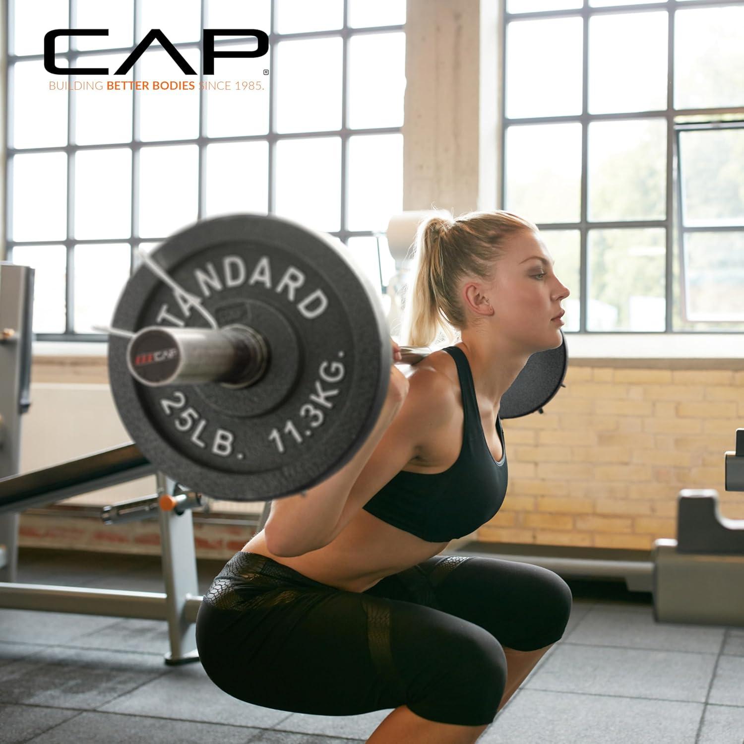 imageCAP Barbell 2Inch Olympic Cast Iron Plate Weight Set  75285 lbs  Multiple OptionsCLASSIC GRAY