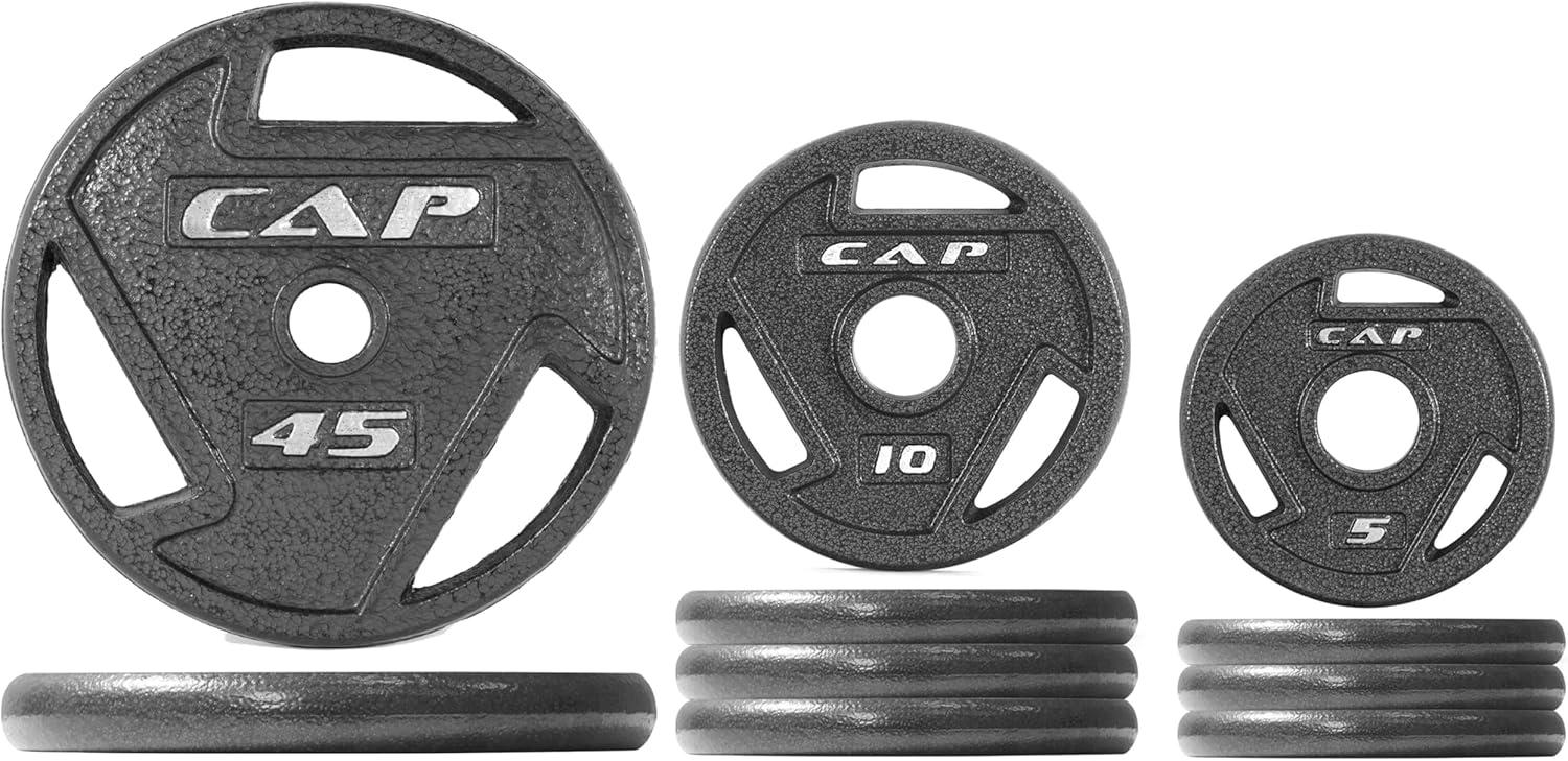 imageCAP Barbell 2Inch Olympic Cast Iron Plate Weight Set  75285 lbs  Multiple OptionsELITE