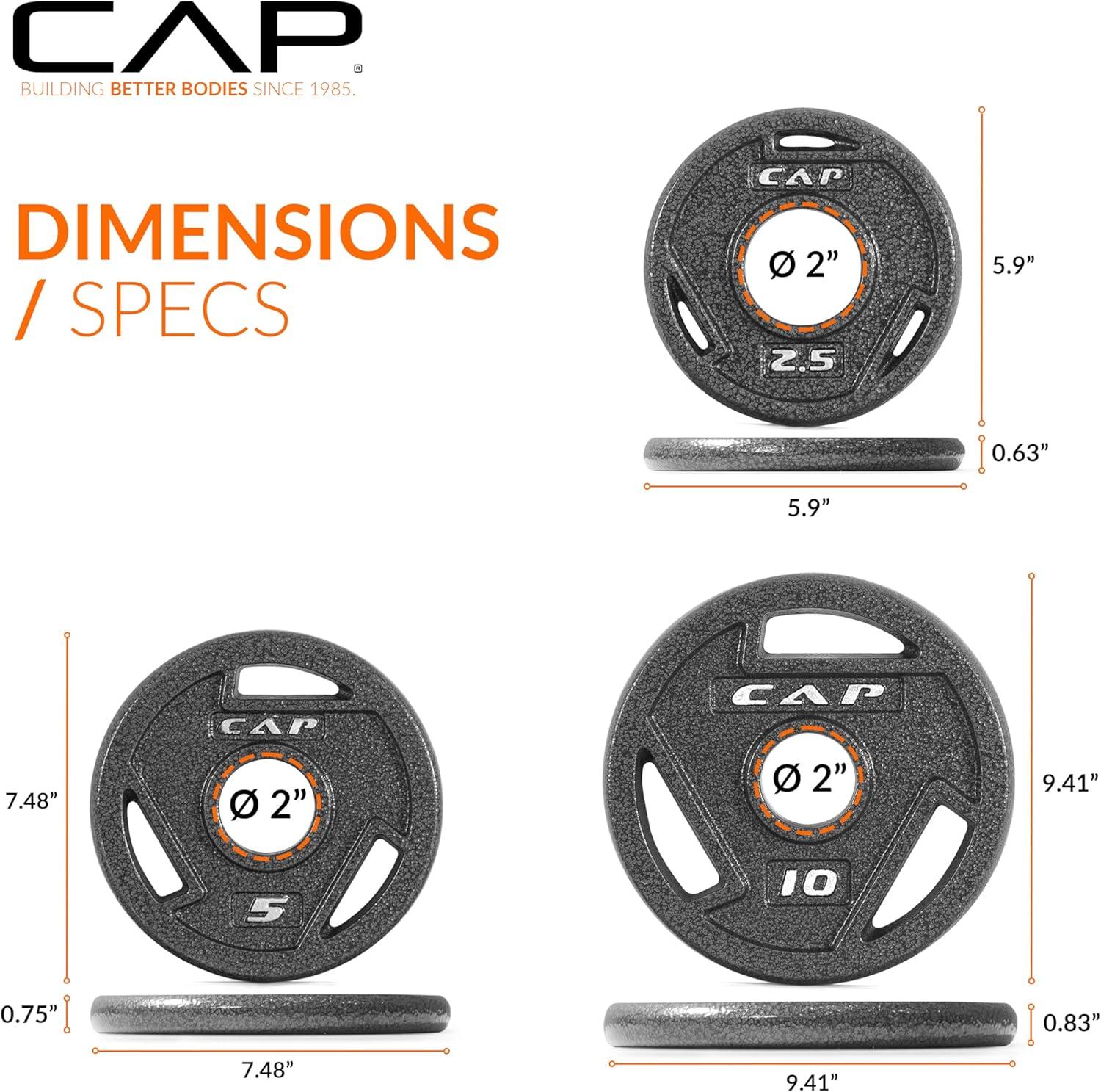 imageCAP Barbell 2Inch Olympic Cast Iron Plate Weight Set  75285 lbs  Multiple OptionsELITE