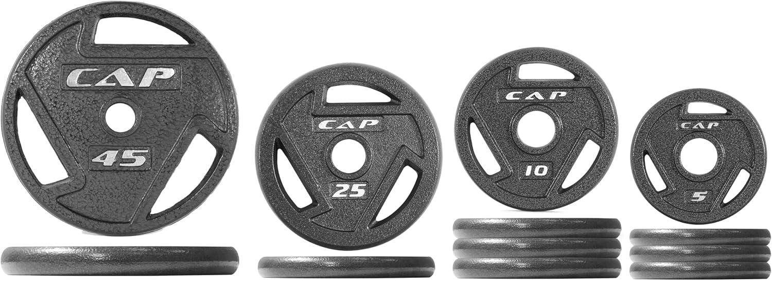 imageCAP Barbell 2Inch Olympic Cast Iron Plate Weight Set  75285 lbs  Multiple OptionsELITE