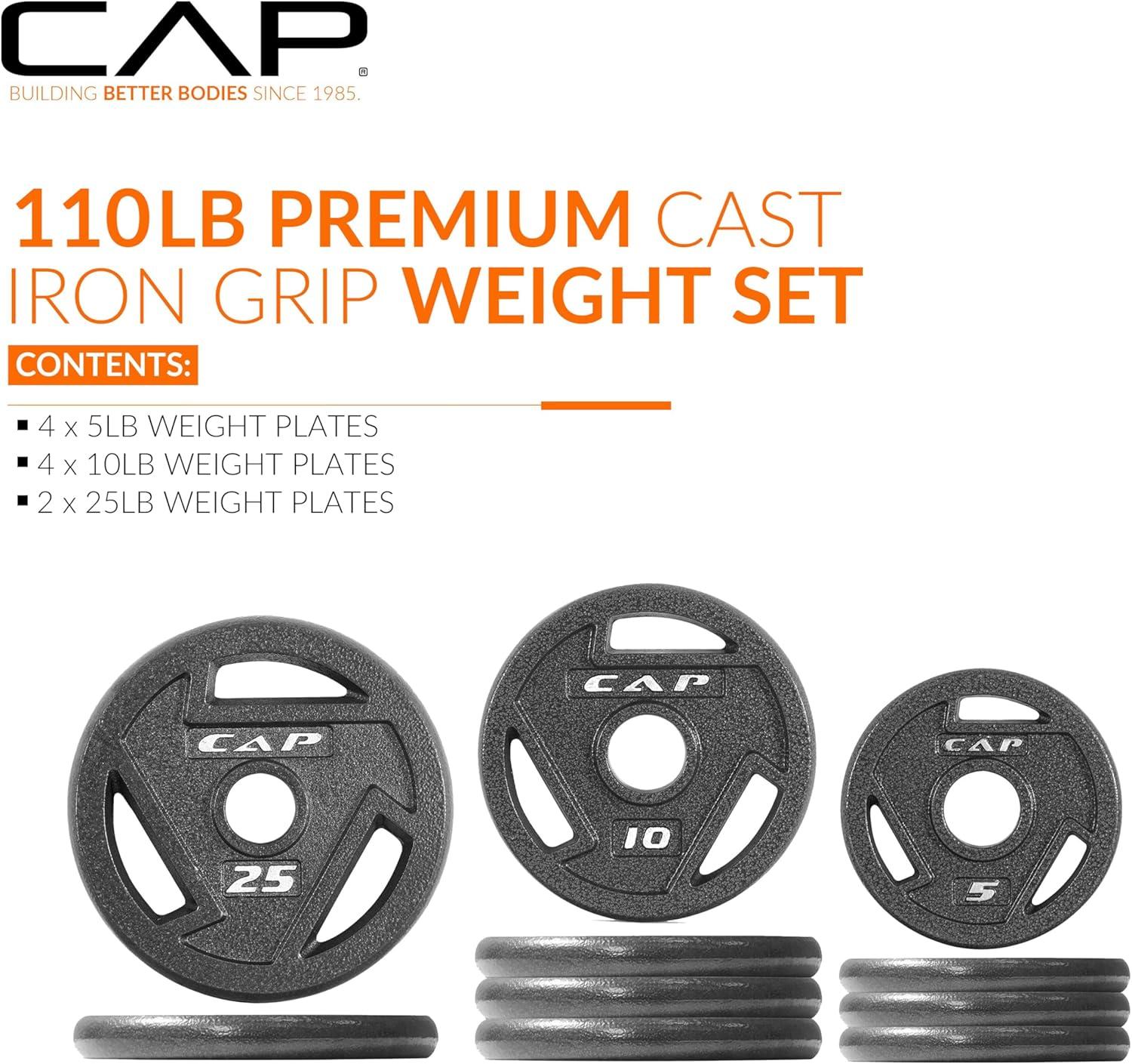 imageCAP Barbell 2Inch Olympic Cast Iron Plate Weight Set  75285 lbs  Multiple OptionsELITE