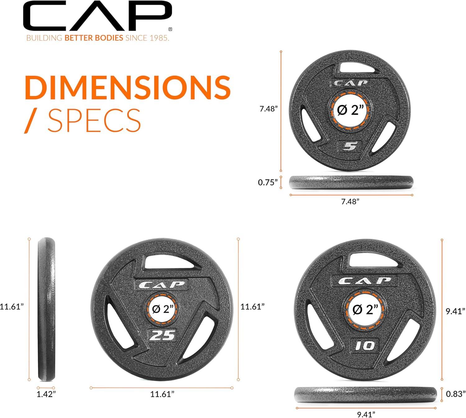 imageCAP Barbell 2Inch Olympic Cast Iron Plate Weight Set  75285 lbs  Multiple OptionsELITE