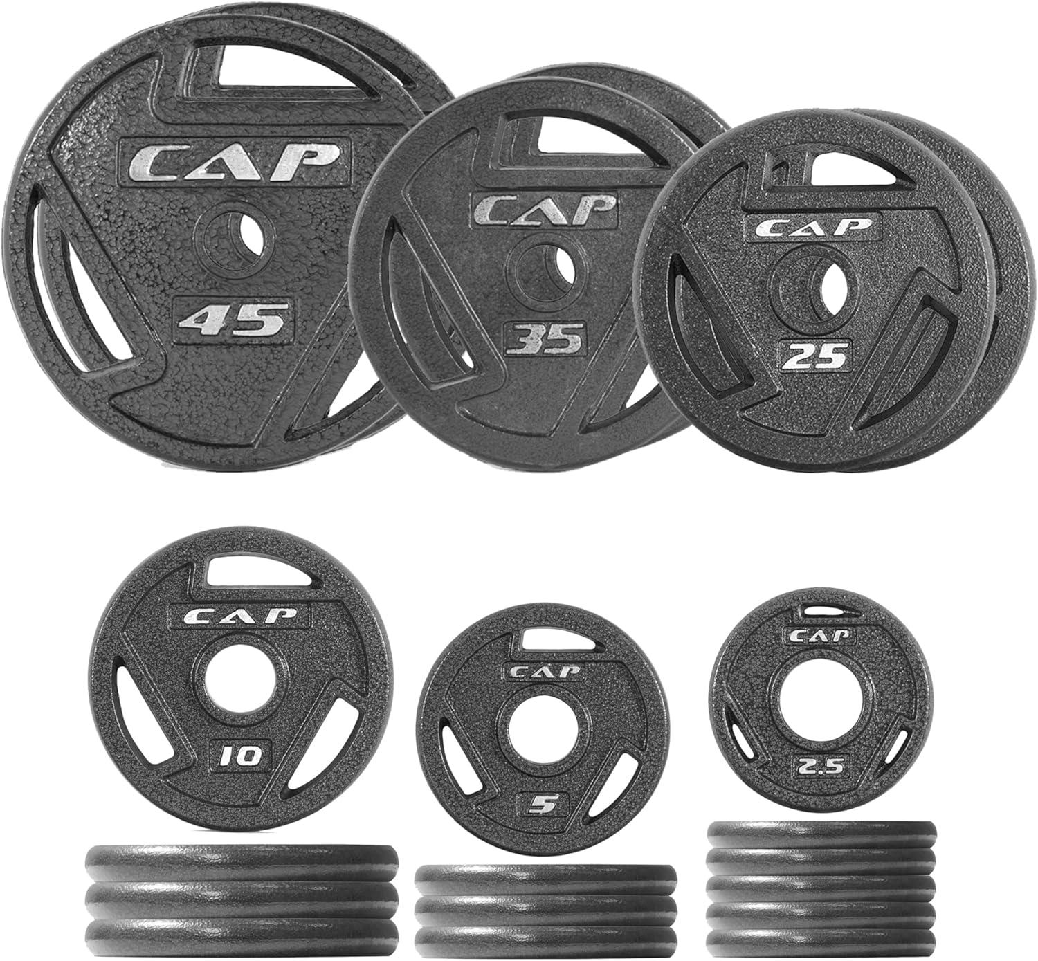 imageCAP Barbell 2Inch Olympic Cast Iron Plate Weight Set  75285 lbs  Multiple OptionsELITE