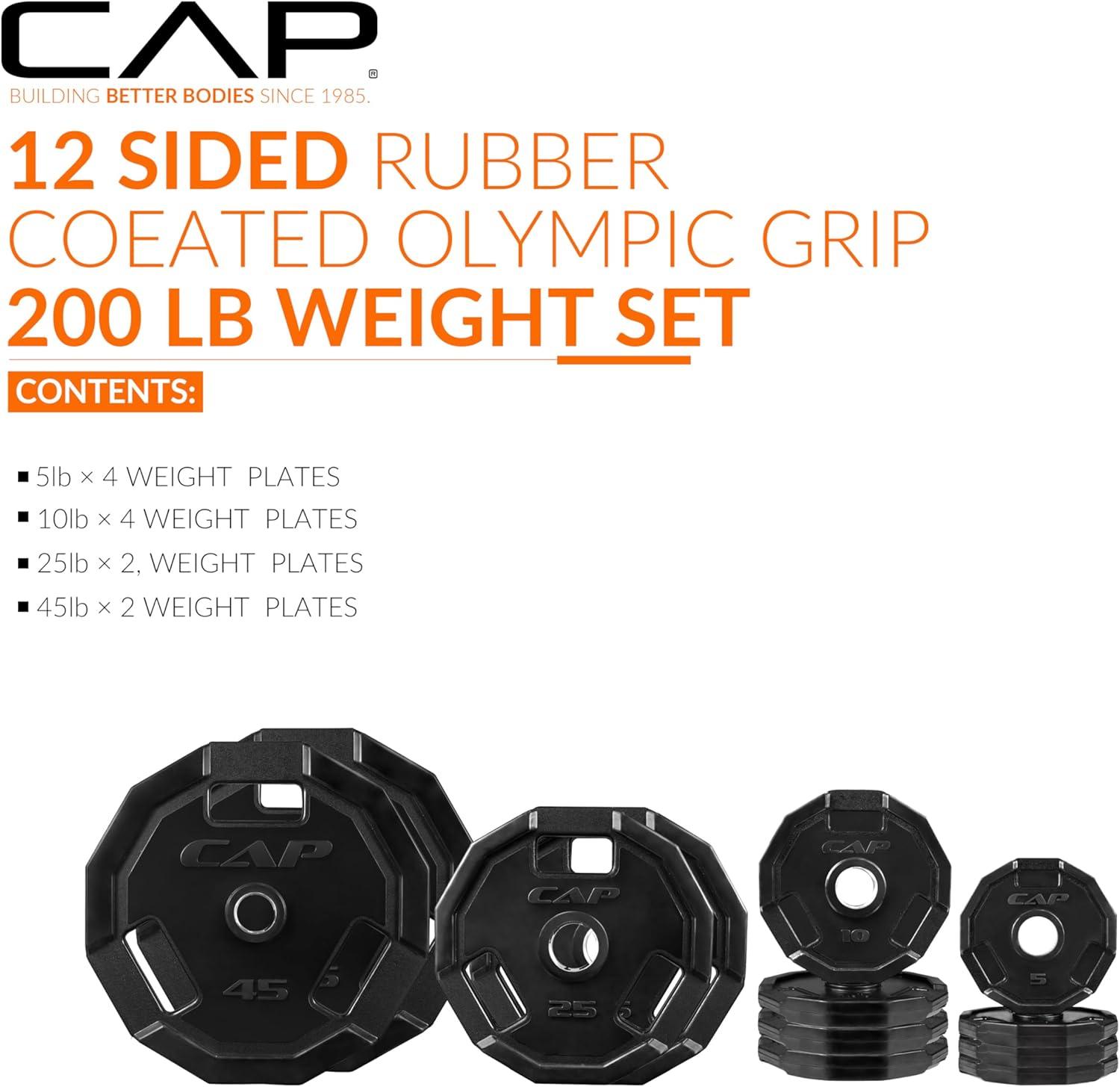imageCAP Barbell 2Inch Olympic Cast Iron Plate Weight Set  75285 lbs  Multiple OptionsPRO