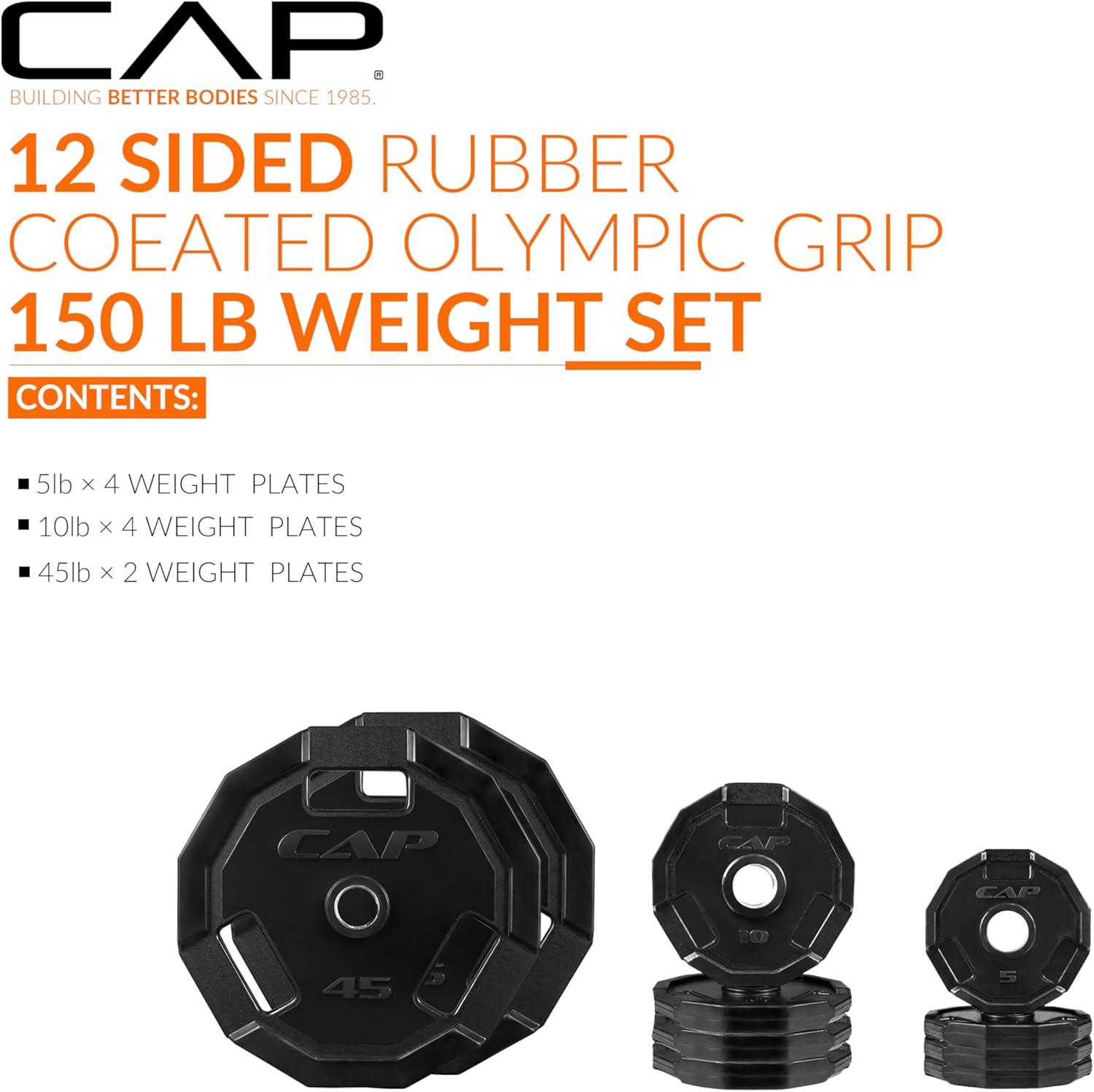 imageCAP Barbell 2Inch Olympic Cast Iron Plate Weight Set  75285 lbs  Multiple OptionsPRO
