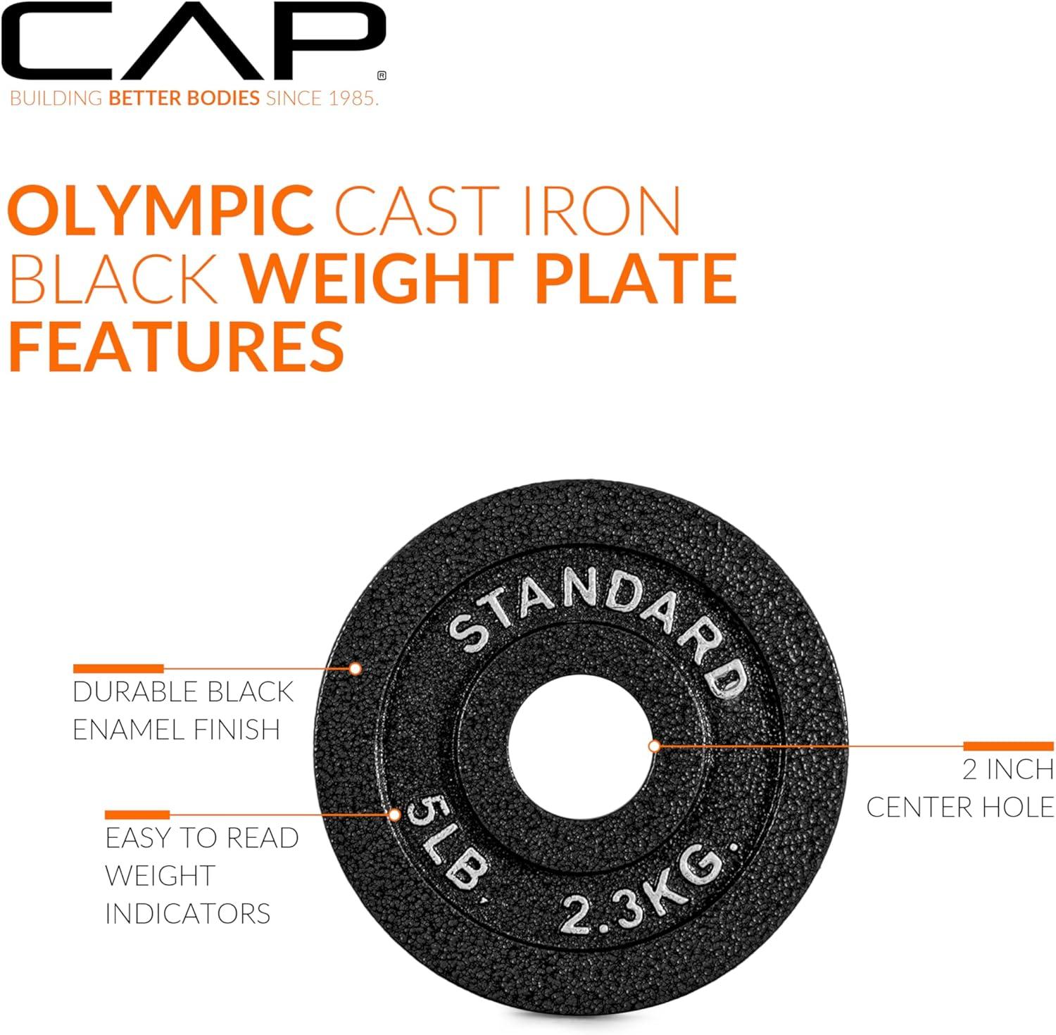 imageCAP Barbell 2Inch Olympic Weight Plate  Multiple OptionsClassic  Black
