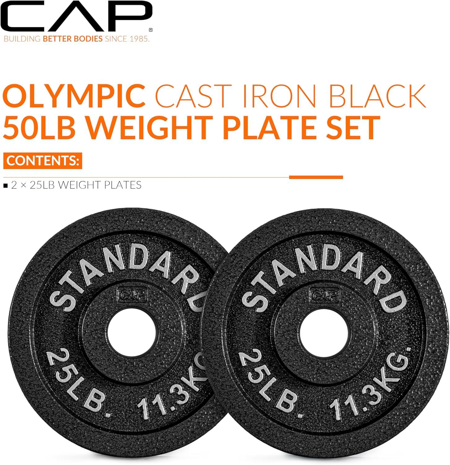 imageCAP Barbell 2Inch Olympic Weight Plate  Multiple OptionsClassic  Black