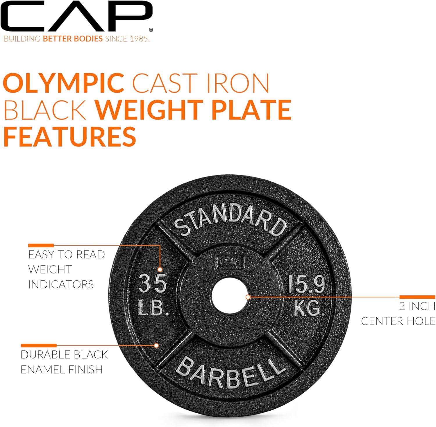 imageCAP Barbell 2Inch Olympic Weight Plate  Multiple OptionsClassic  Black