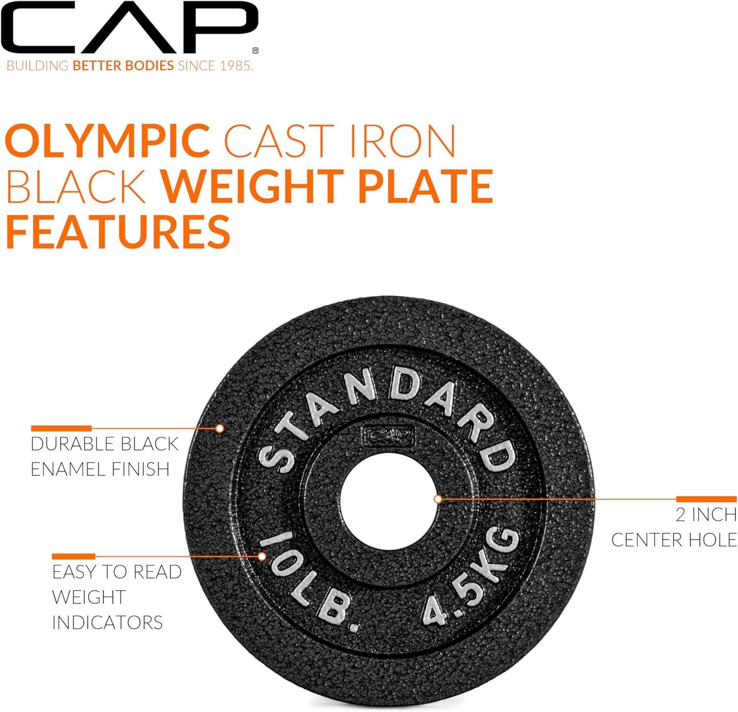 imageCAP Barbell 2Inch Olympic Weight Plate  Multiple OptionsClassic  Black