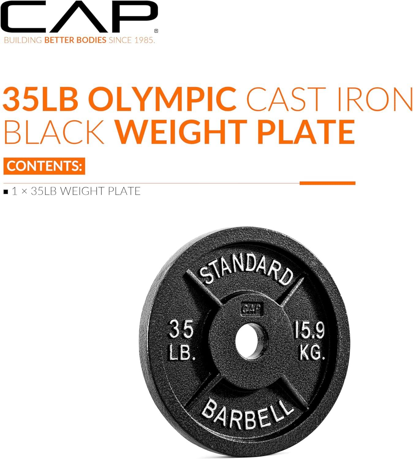 imageCAP Barbell 2Inch Olympic Weight Plate  Multiple OptionsClassic  Black