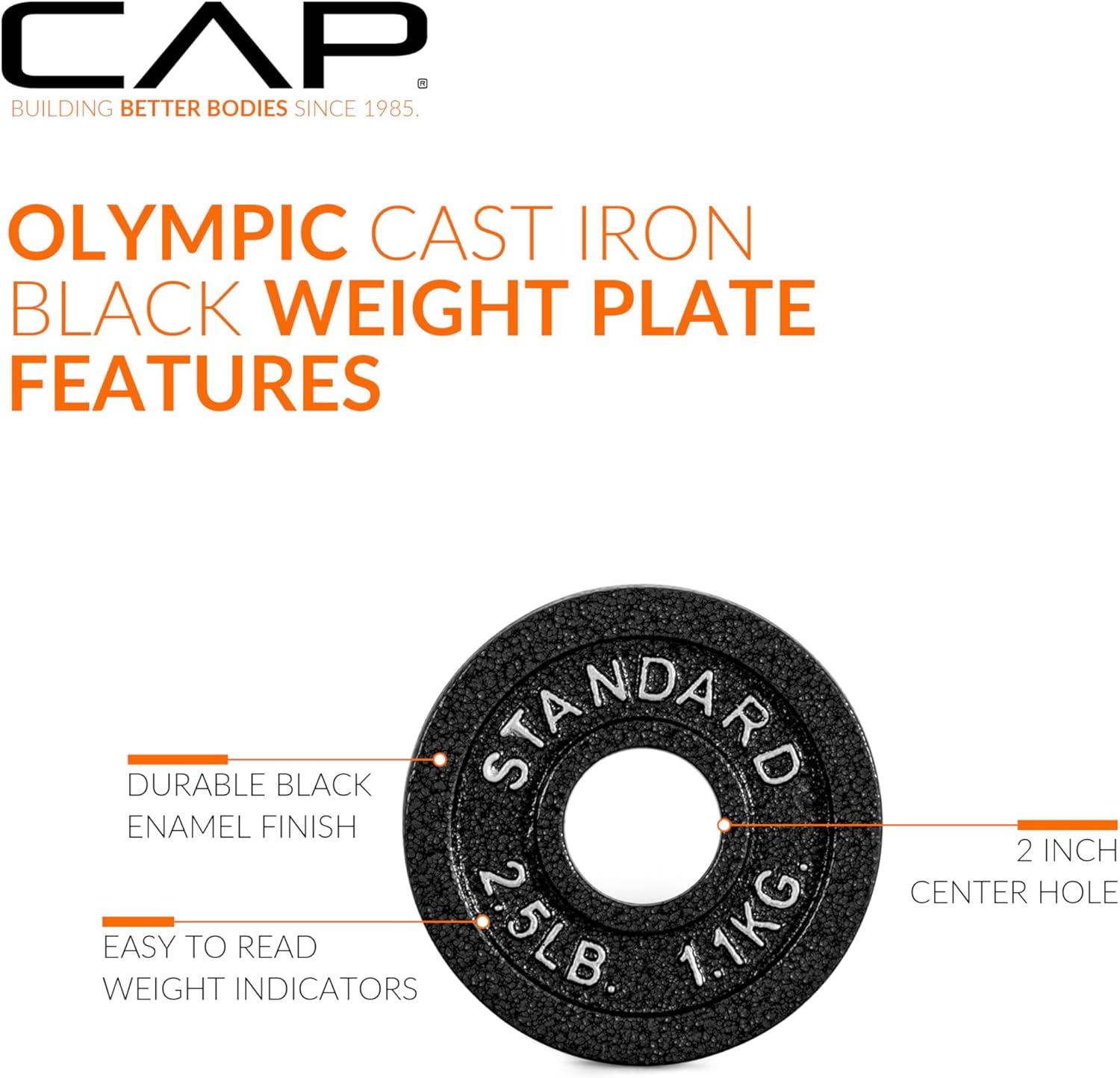 imageCAP Barbell 2Inch Olympic Weight Plate  Multiple OptionsClassic  Black