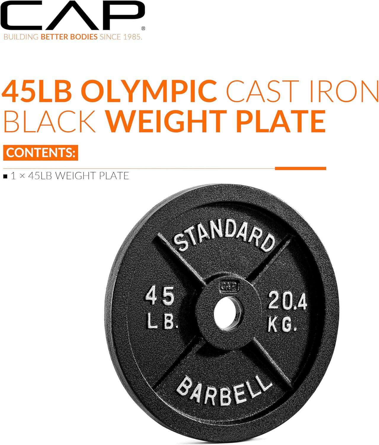 imageCAP Barbell 2Inch Olympic Weight Plate  Multiple OptionsClassic  Black