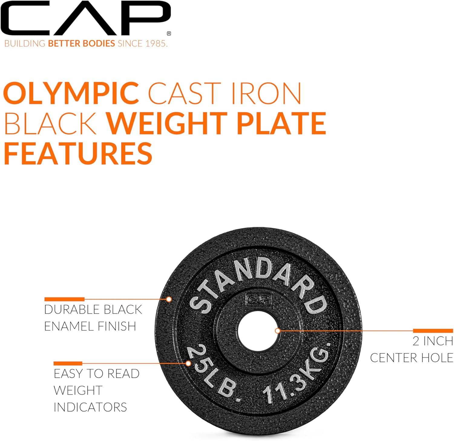 imageCAP Barbell 2Inch Olympic Weight Plate  Multiple OptionsClassic  Black