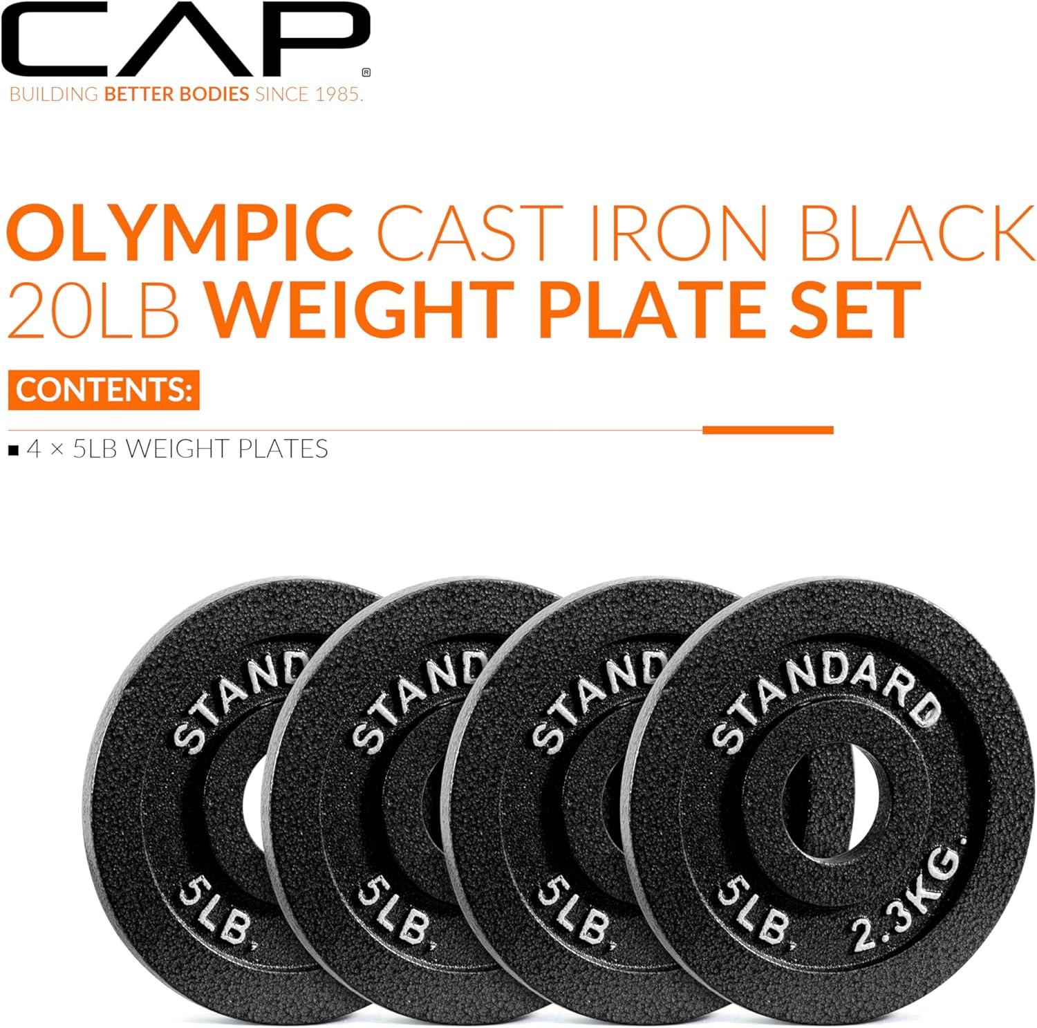 imageCAP Barbell 2Inch Olympic Weight Plate  Multiple OptionsClassic  Black