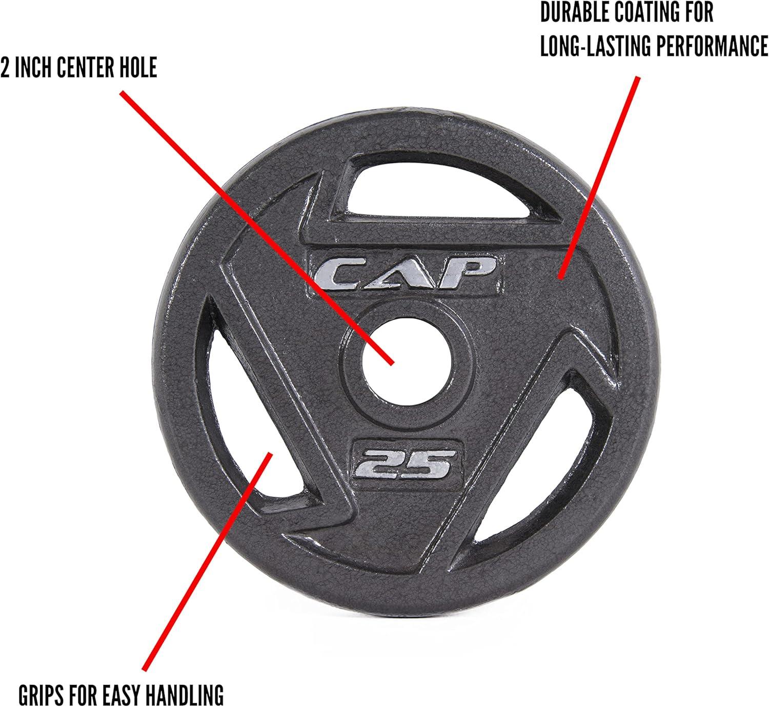 imageCAP Barbell 2Inch Olympic Weight Plate  Multiple OptionsClassic  Black