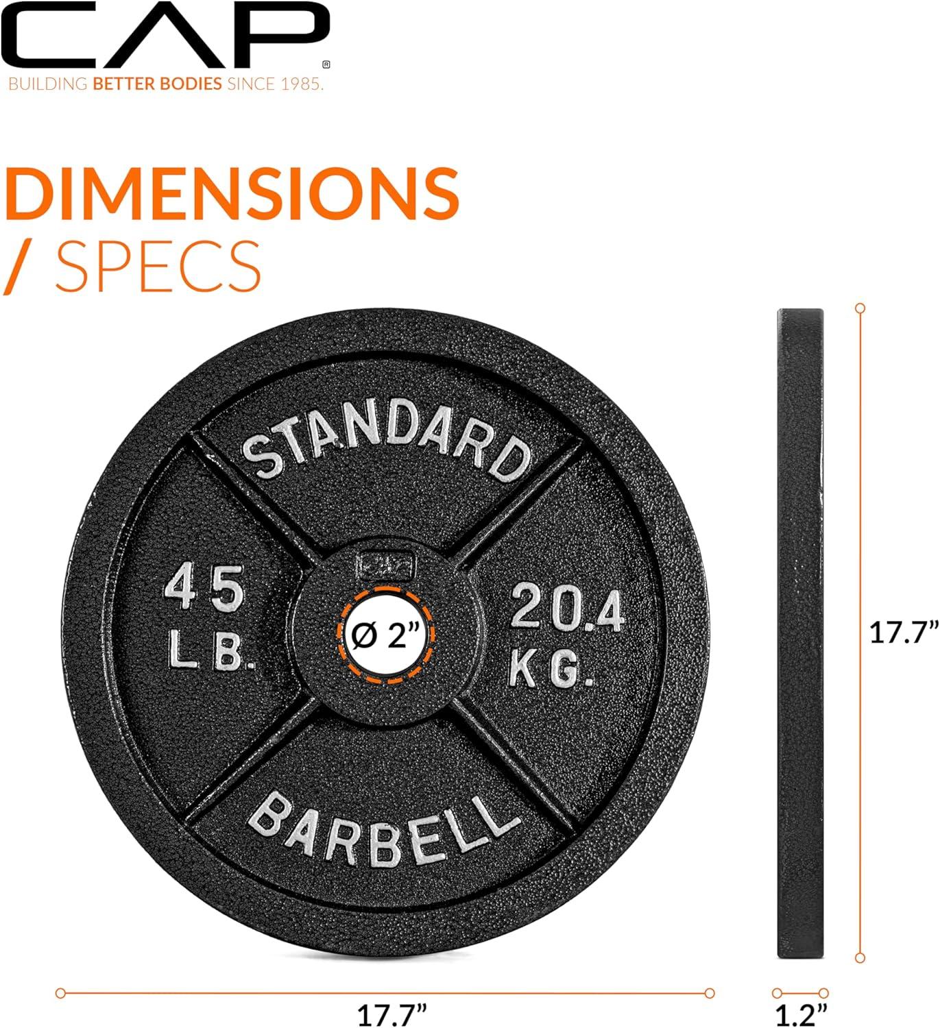 imageCAP Barbell 2Inch Olympic Weight Plate  Multiple OptionsClassic  Black