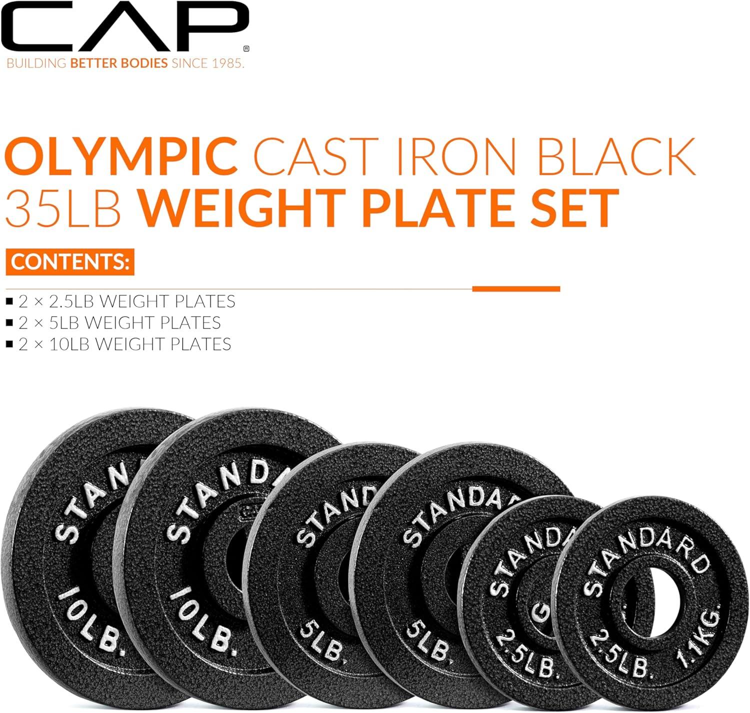 imageCAP Barbell 2Inch Olympic Weight Plate  Multiple OptionsClassic  Black