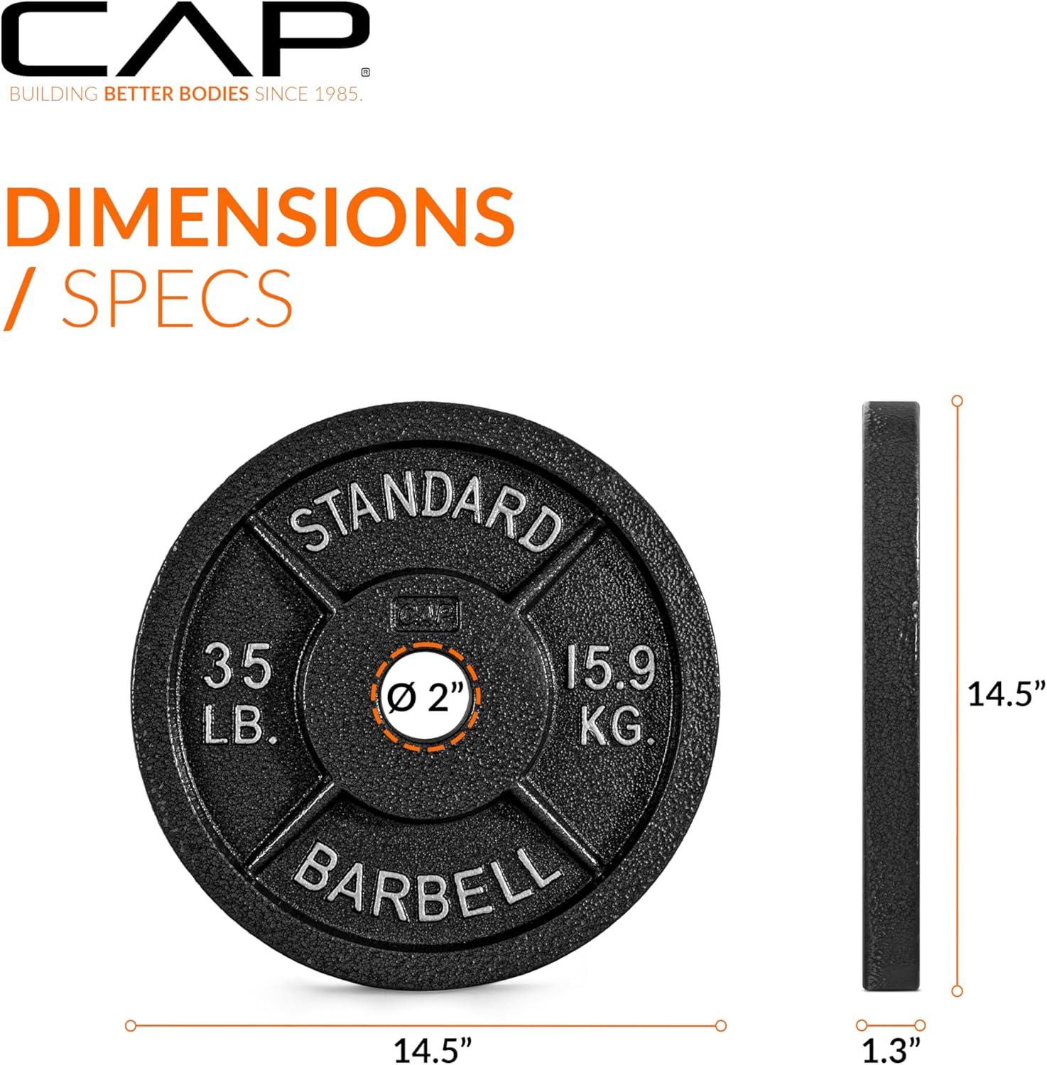 imageCAP Barbell 2Inch Olympic Weight Plate  Multiple OptionsClassic  Black