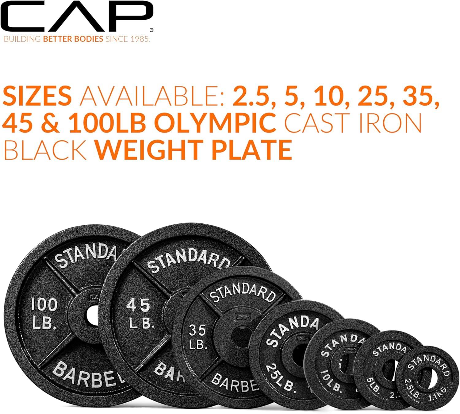 imageCAP Barbell 2Inch Olympic Weight Plate  Multiple OptionsClassic  Black