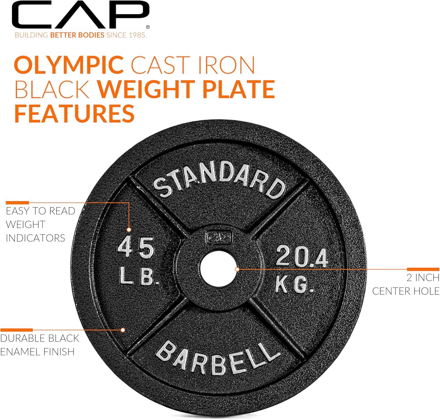 imageCAP Barbell 2Inch Olympic Weight Plate  Multiple OptionsClassic  Black