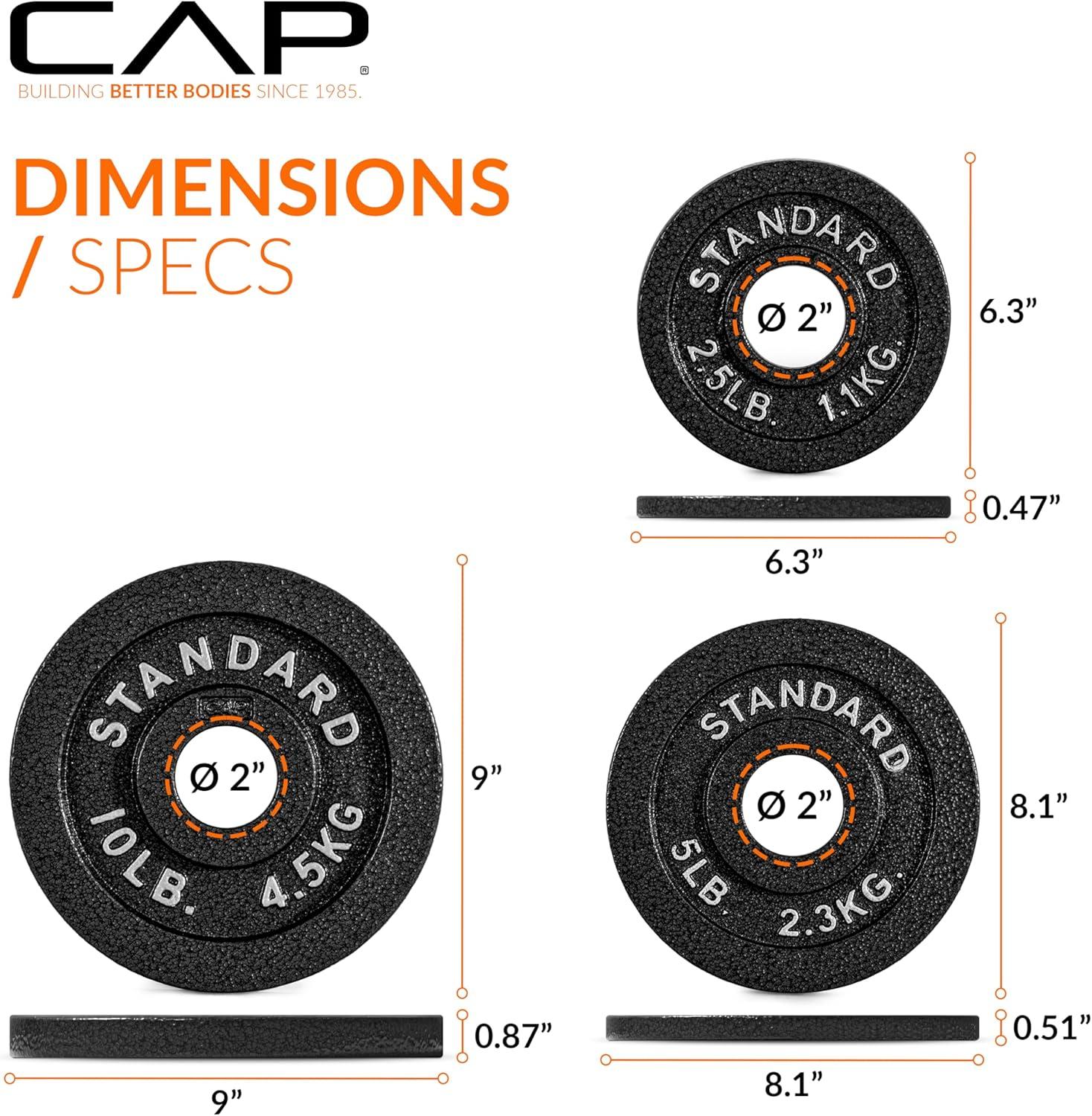 imageCAP Barbell 2Inch Olympic Weight Plate  Multiple OptionsClassic  Black