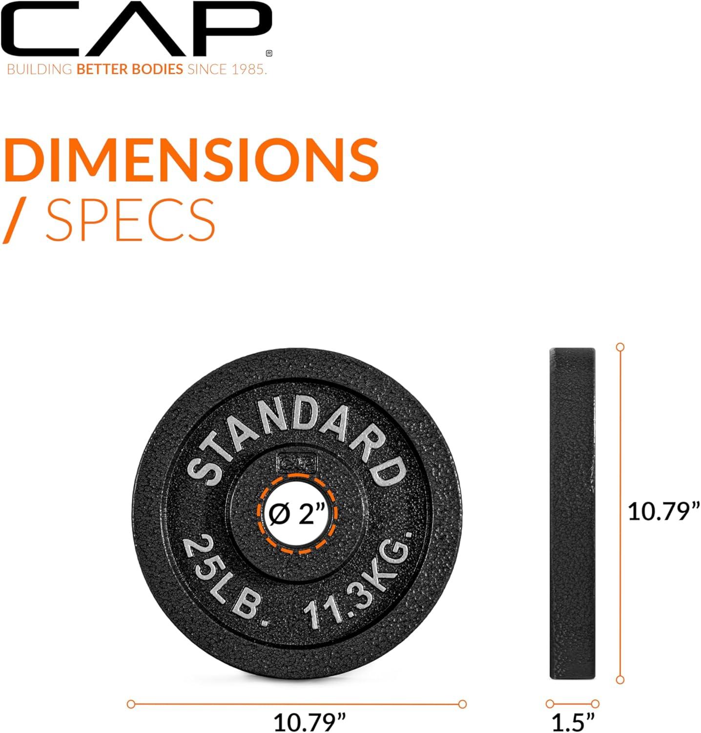 imageCAP Barbell 2Inch Olympic Weight Plate  Multiple OptionsClassic  Black