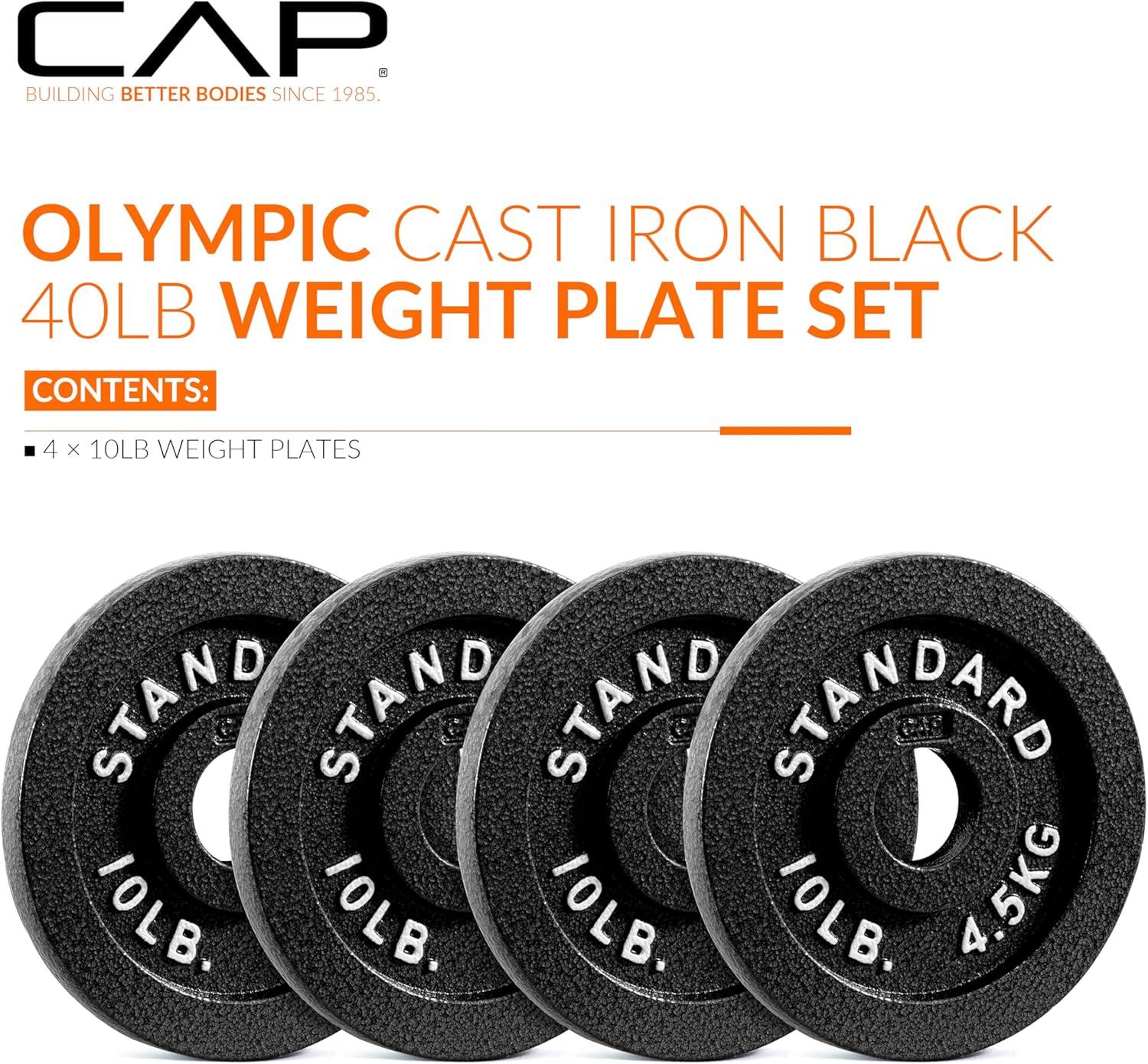 imageCAP Barbell 2Inch Olympic Weight Plate  Multiple OptionsClassic  Black