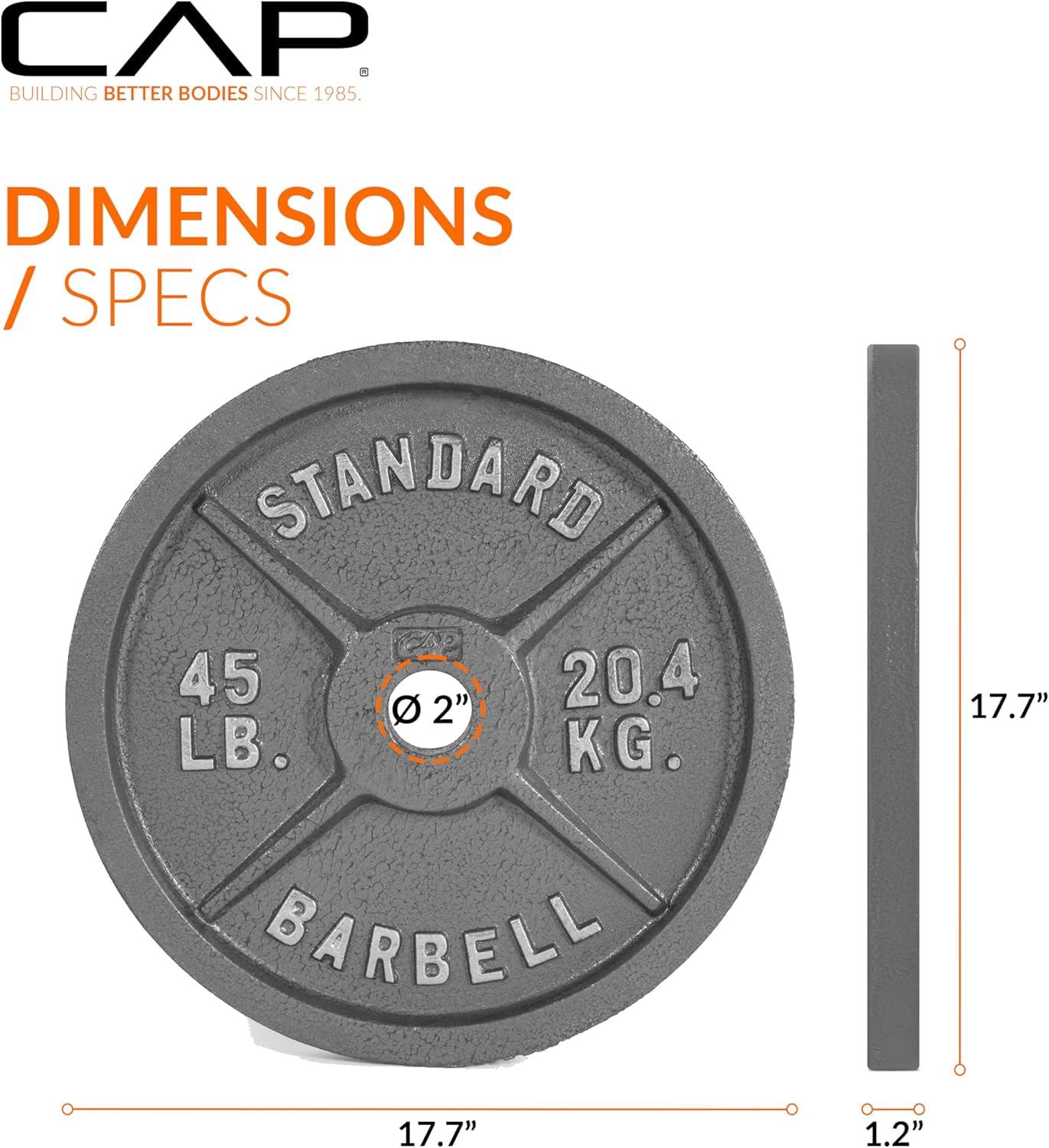 imageCAP Barbell 2Inch Olympic Weight Plate  Multiple OptionsClassic  Grey